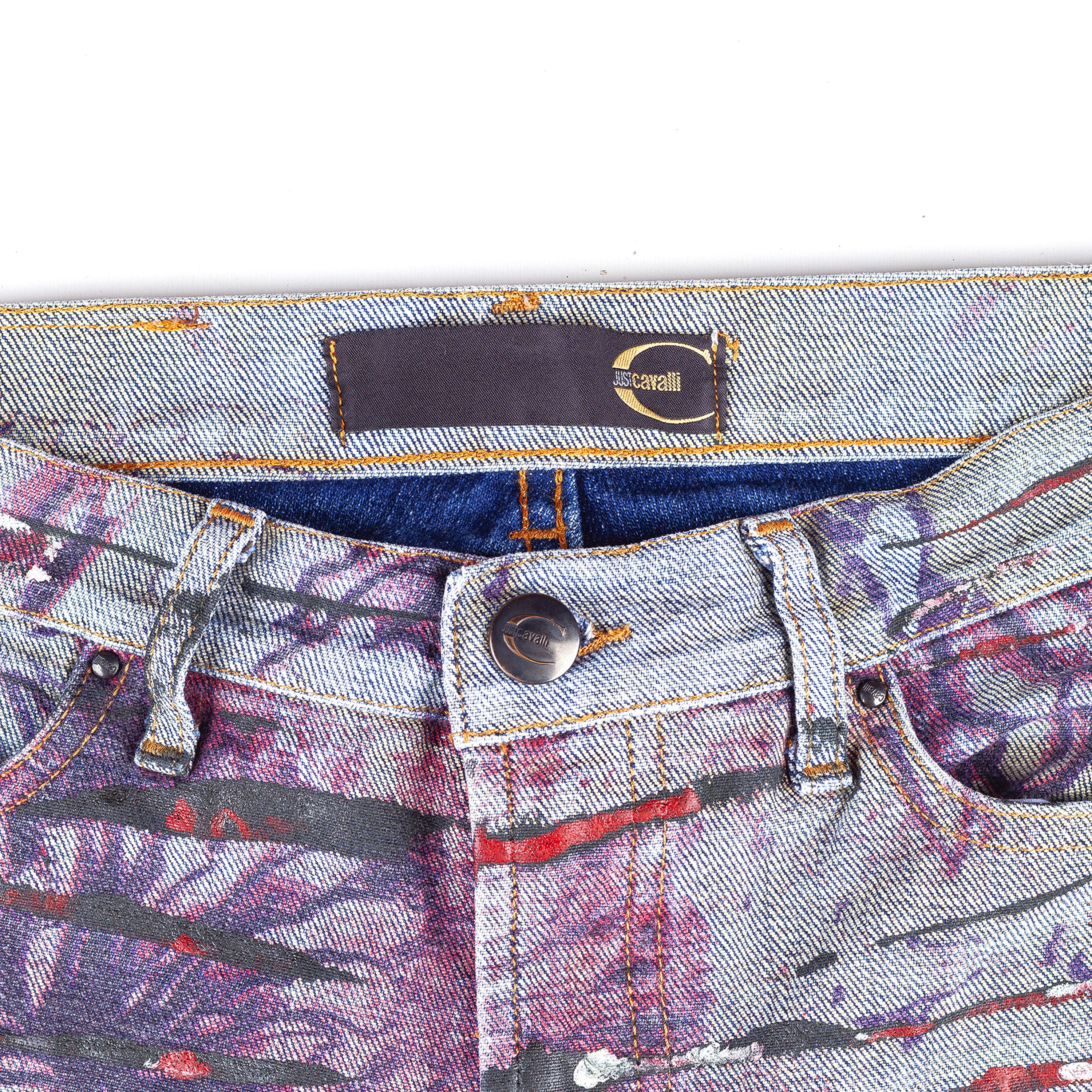 Just Cavalli Just Cavalli Scars Flowers Vintage Abstract Denim Jeans (XS) Size 27" / US 4 / IT 40 - 7 Thumbnail