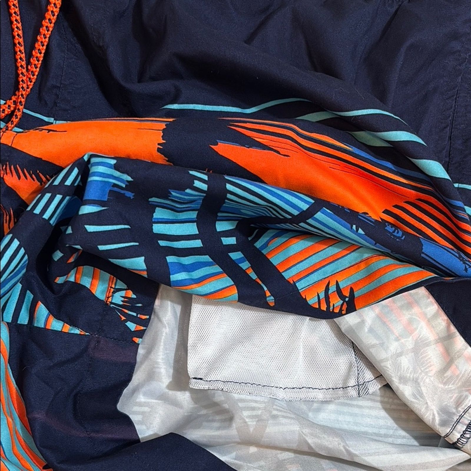 The Unbranded Brand Navy/Orange Palm Tree Swim Shorts XXL Size US 42 / EU 58 - 3 Thumbnail