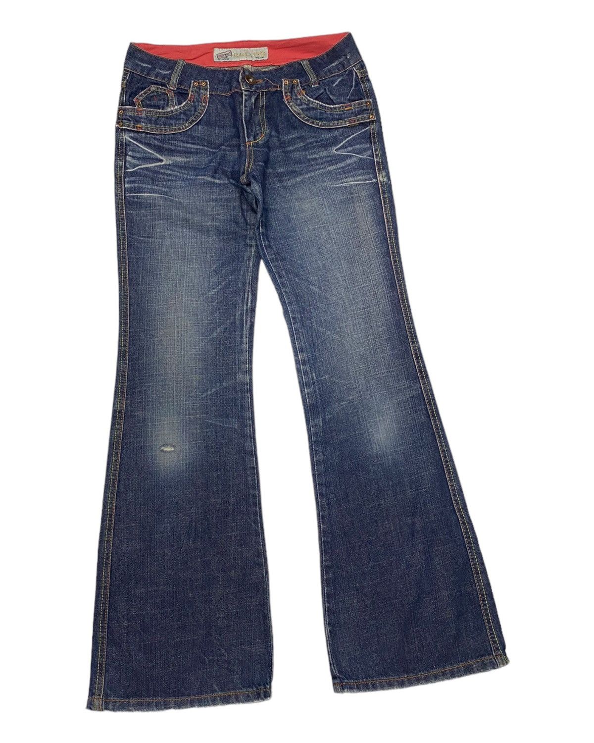 If Six Was Nine 🔥JAPANESE FLARE JEANS RED PEPPER DISTRESS FLARE DENIM JEANS Size 30" / US 8 / IT 44 - 2 Thumbnail