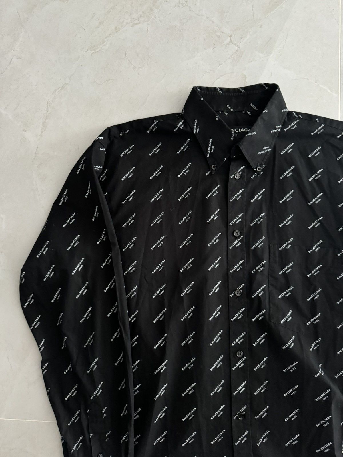 Balenciaga Balenciaga Black Logo Striped Shirt Demna Gvasalia Size US XL / EU 56 / 4 - 6 Thumbnail