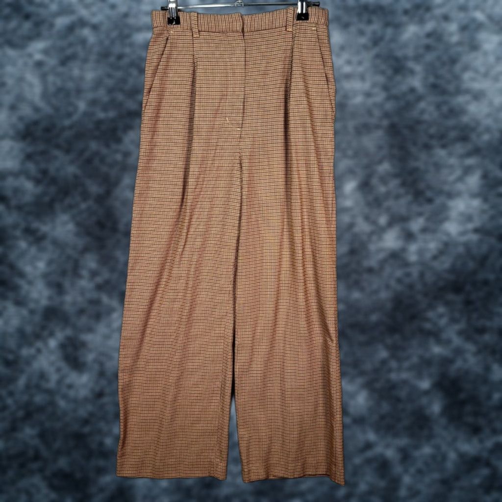 Vintage Wilfred Womens 4 Wide-Leg Plaid Trousers Brown Viscose Blend Pants Size 27" / US 4 / IT 40 - 1 Thumbnail
