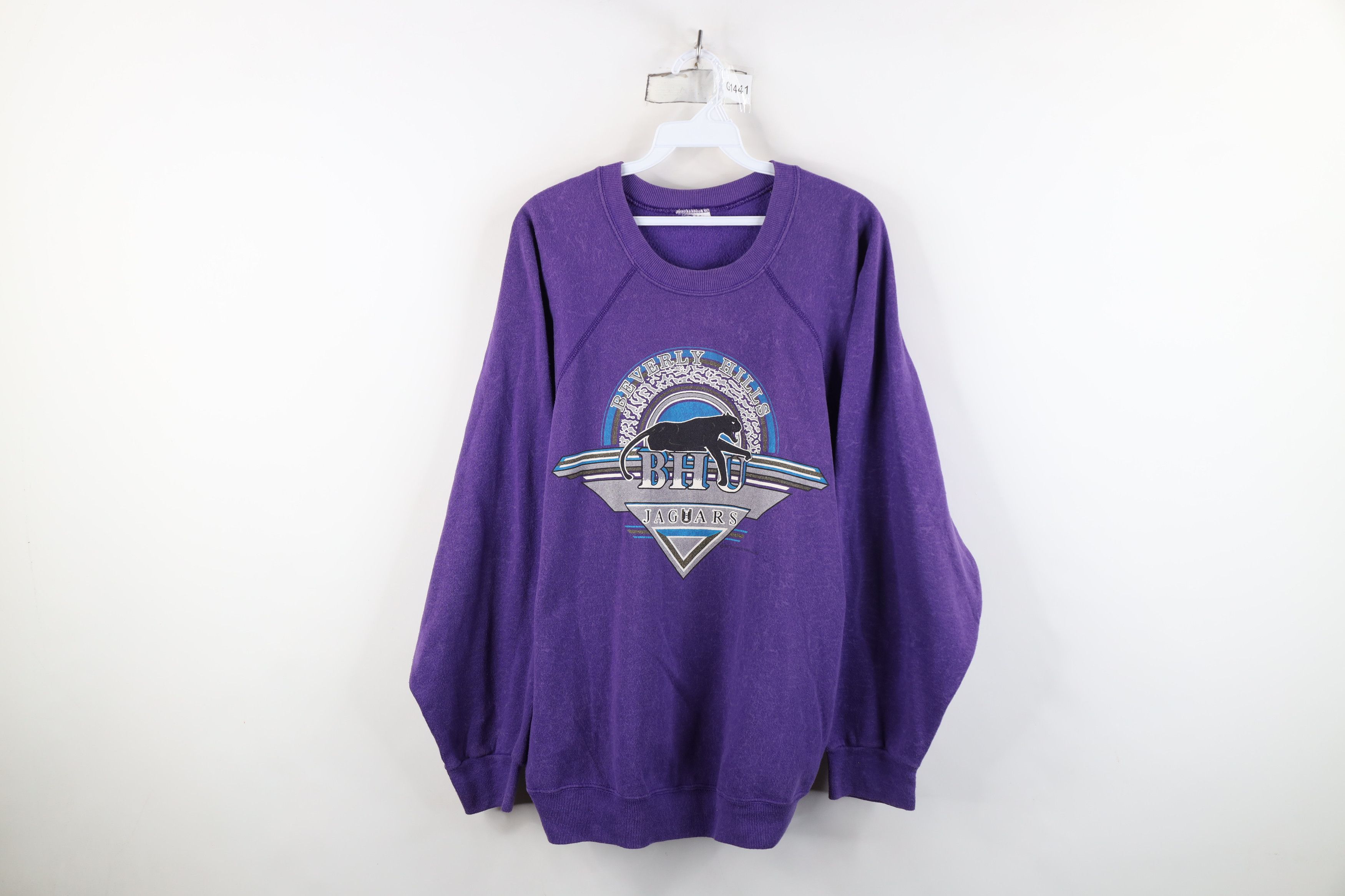Vintage Vintage 90s Hills University Jaguars Sweatshirt Purple USA Size XL / US 12-14 / IT 48-50 - 1 Thumbnail