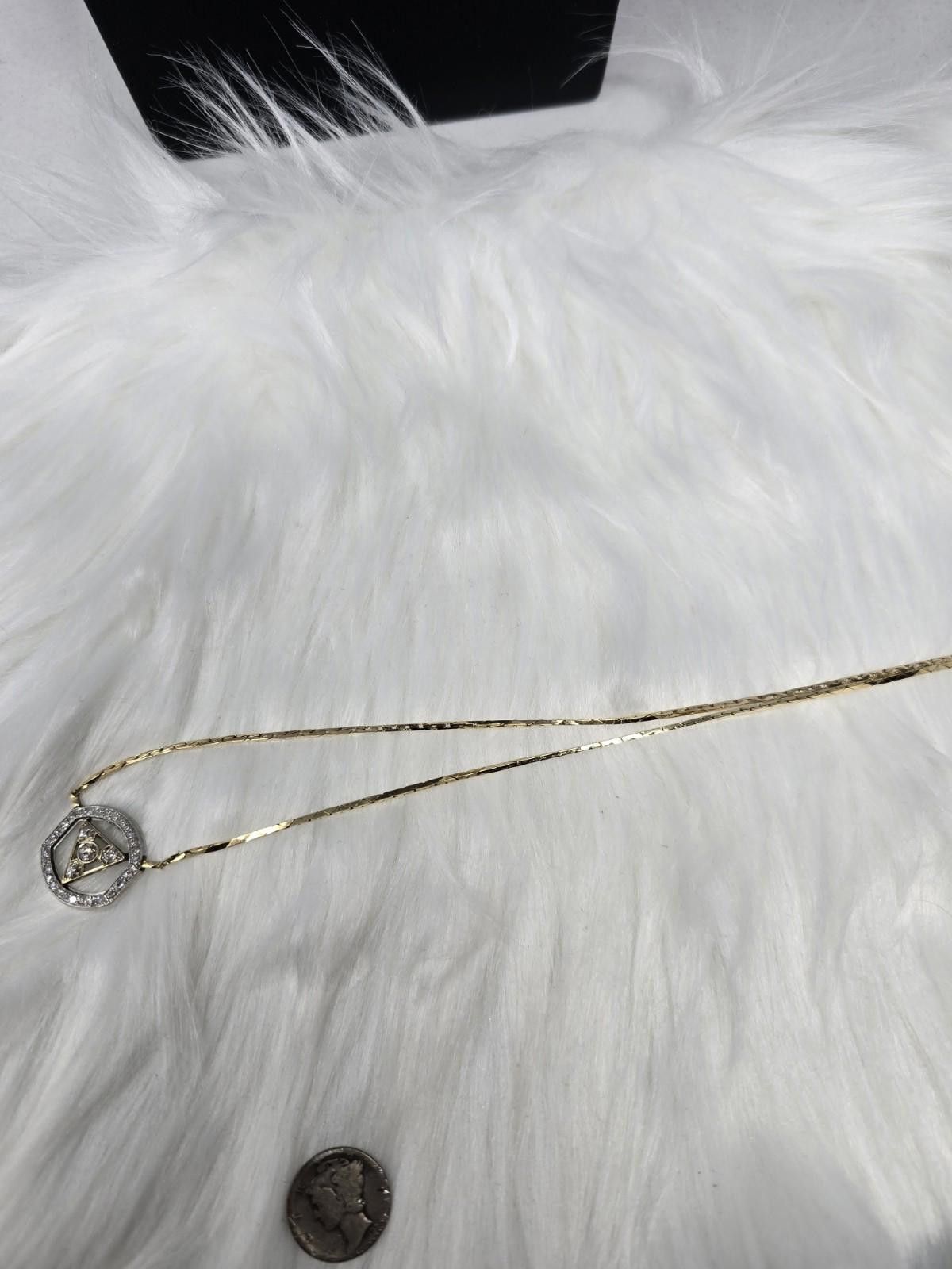 Antique Rivet Vtg 14k White Gold Art Deco Diamond Lavaliere Necklace Size ONE SIZE - 5 Thumbnail