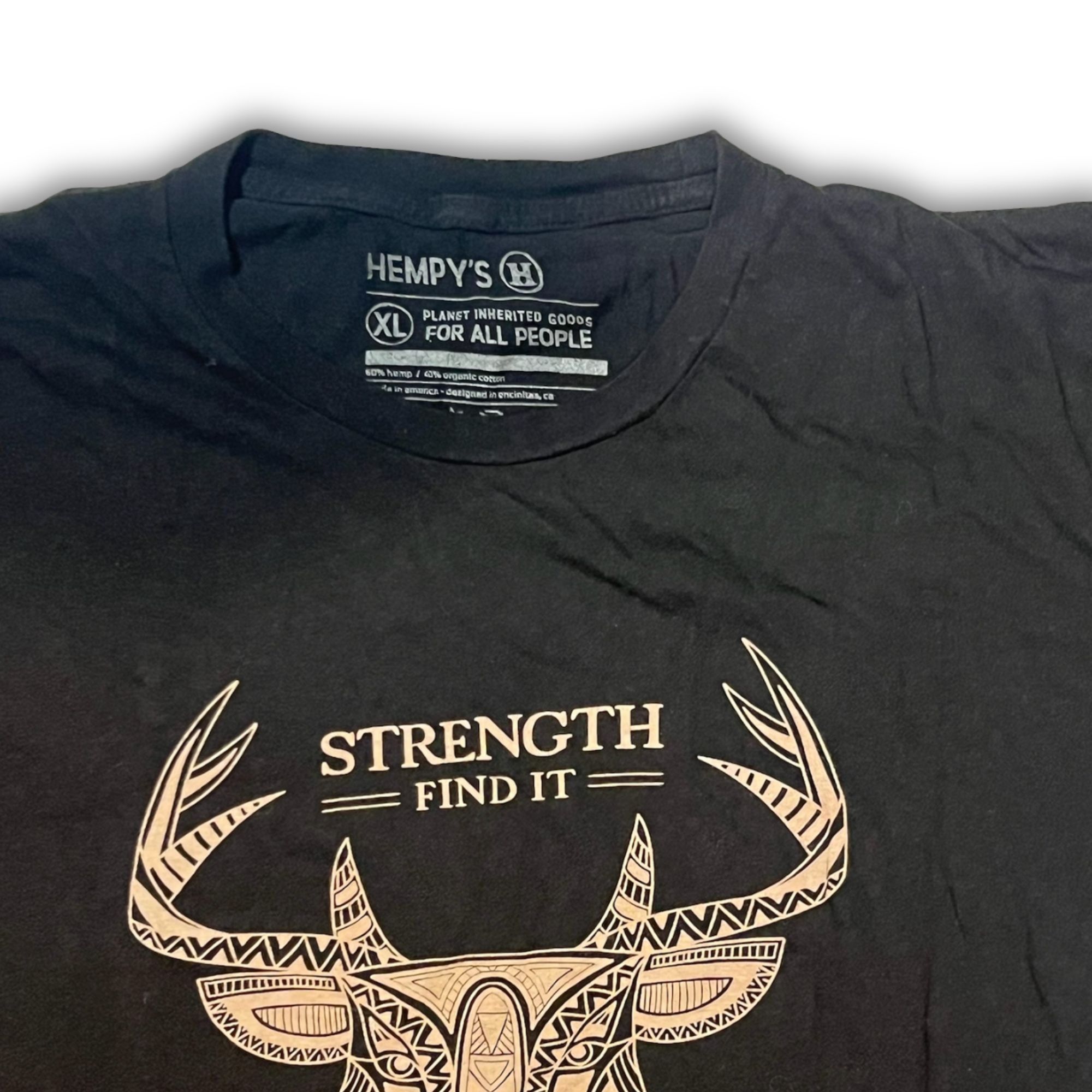 Other Hempys Black XL T-Shirt "Strength Find It" Design 100% Organ Size US XL / EU 56 / 4 - 4 Thumbnail