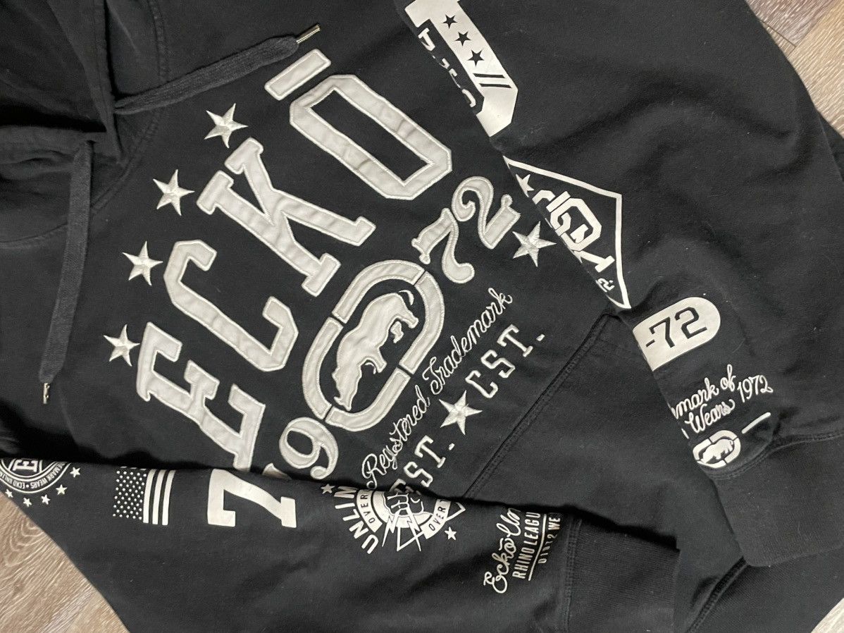 Ecko Unltd. Y2K 2000s Ecko Unlimited Pullover Black Washed Hoodie Size US XL / EU 56 / 4 - 4 Thumbnail