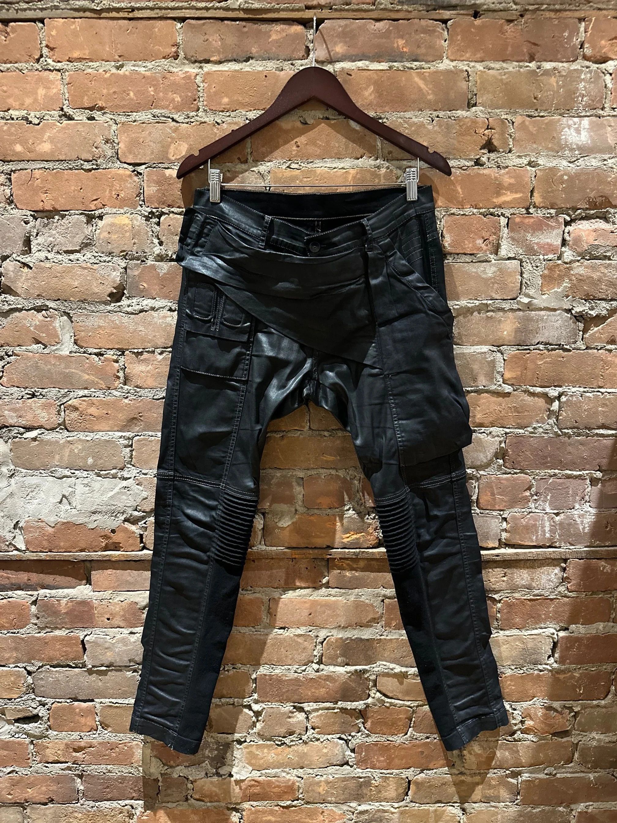 Rick Owens Drkshdw Rick Owens DRKSHDW Waxed Memphis Moto Pants (DU15F5356-SBW) Size US 32 / EU 48 - 1 Thumbnail