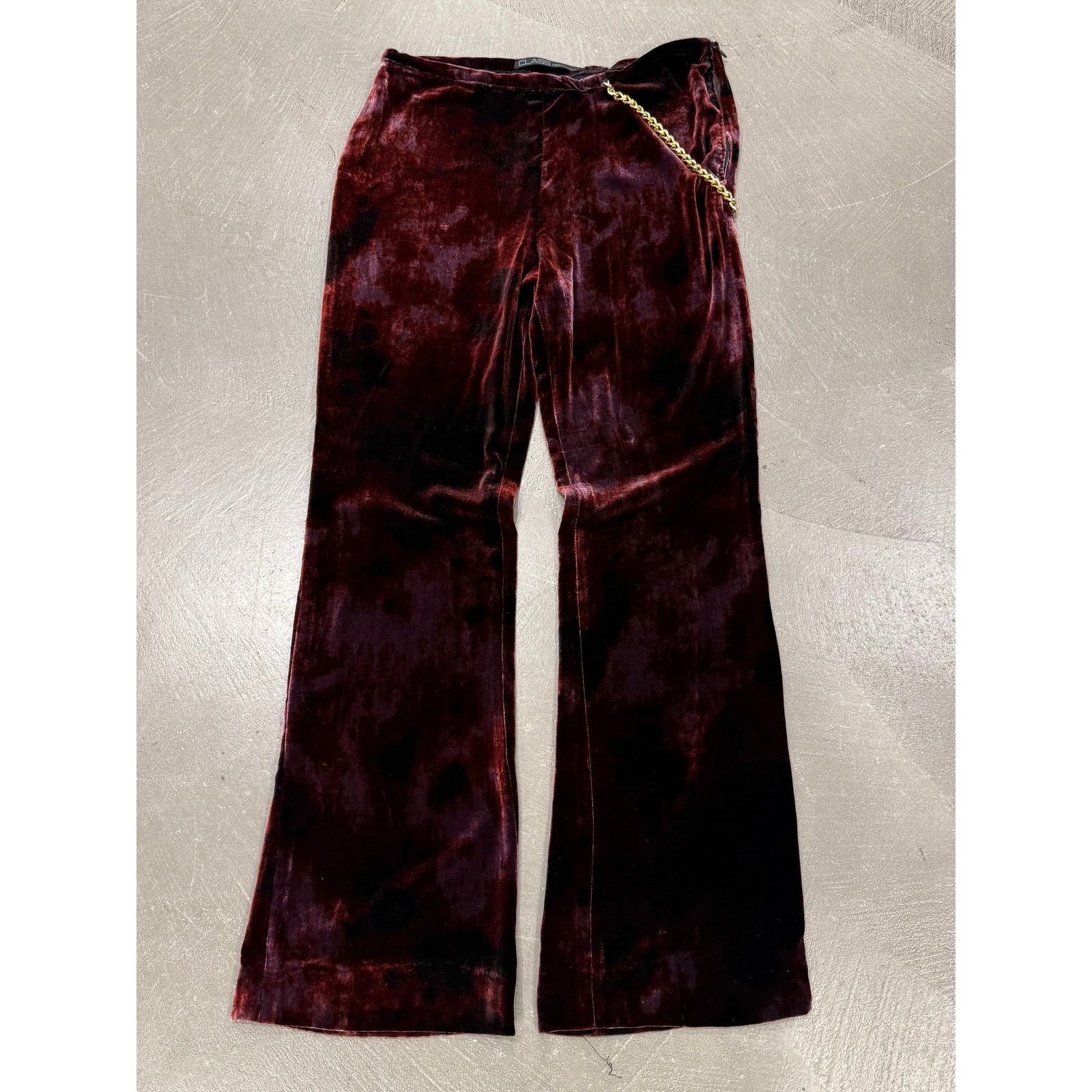Roberto Cavalli Roberto Cavalli burgundy velvet flared pants with chain Size 30" / US 8 / IT 44 - 1 Thumbnail