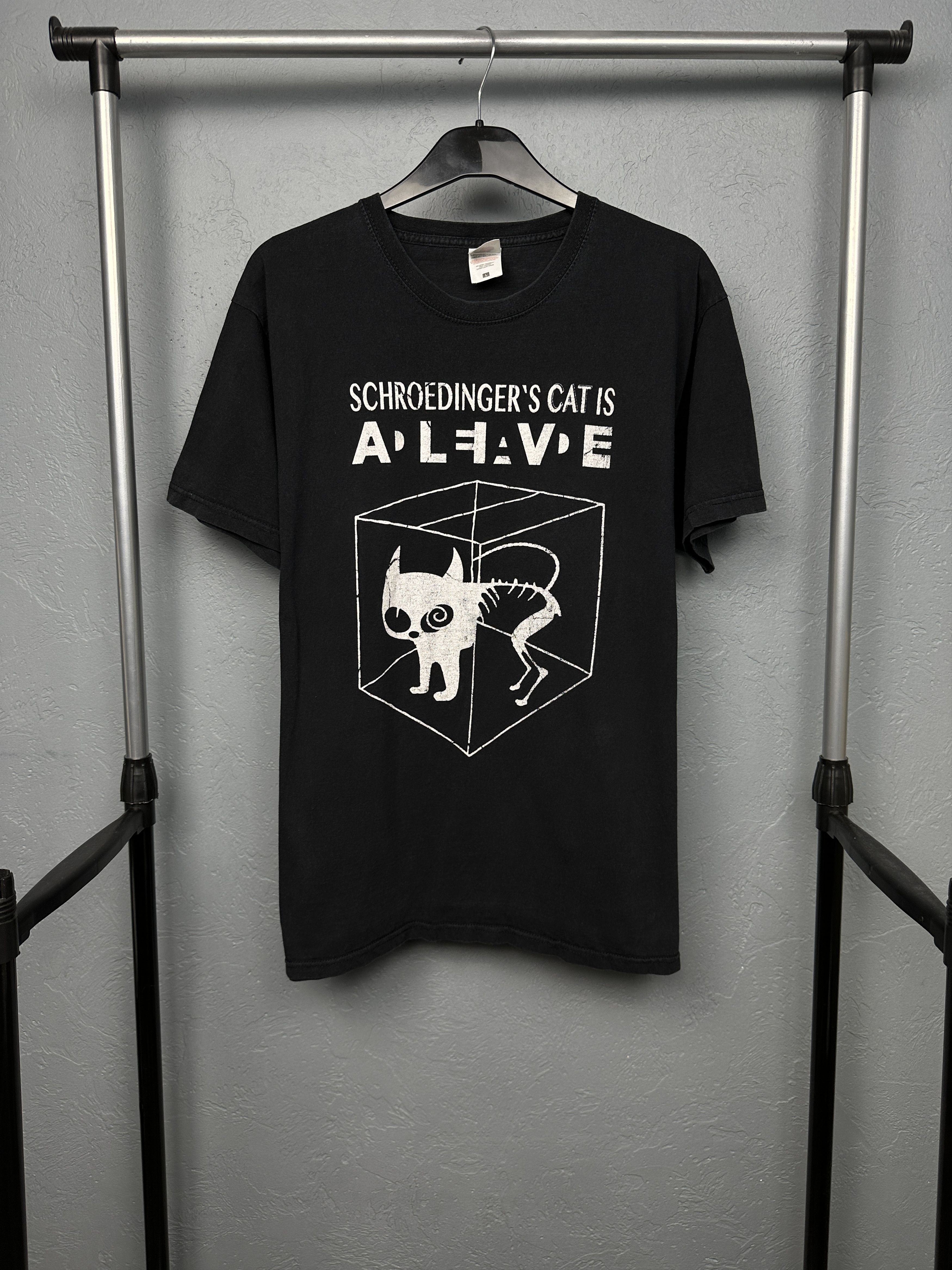 Vintage Schroedingers Cat Is Alive Dead Mens T-Shirt Size US L / EU 52-54 / 3 - 1 Thumbnail