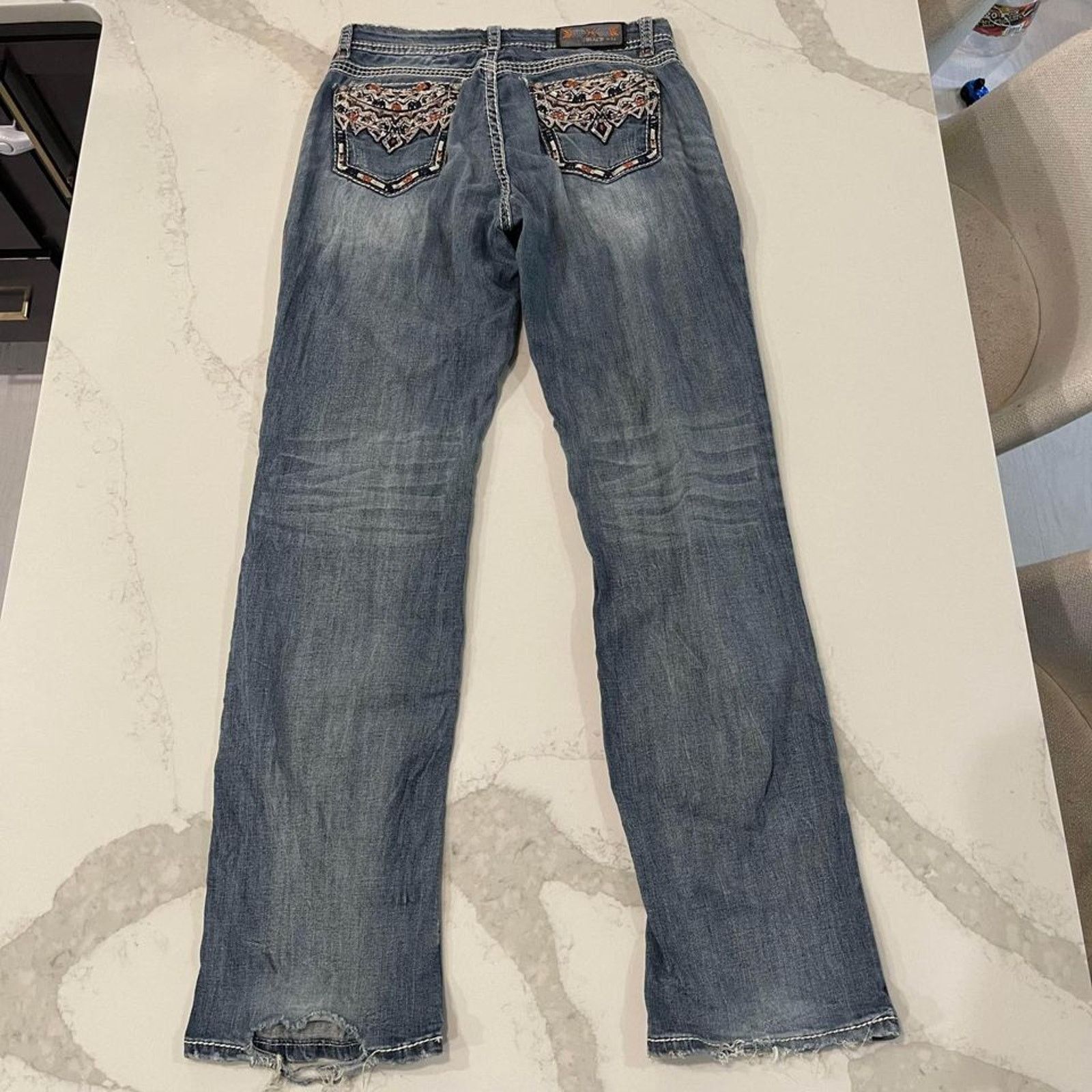 Grace in LA Grace in LA Bootcut Jeans Rhinestone Distressed Women's 29 Size 29" - 5 Thumbnail