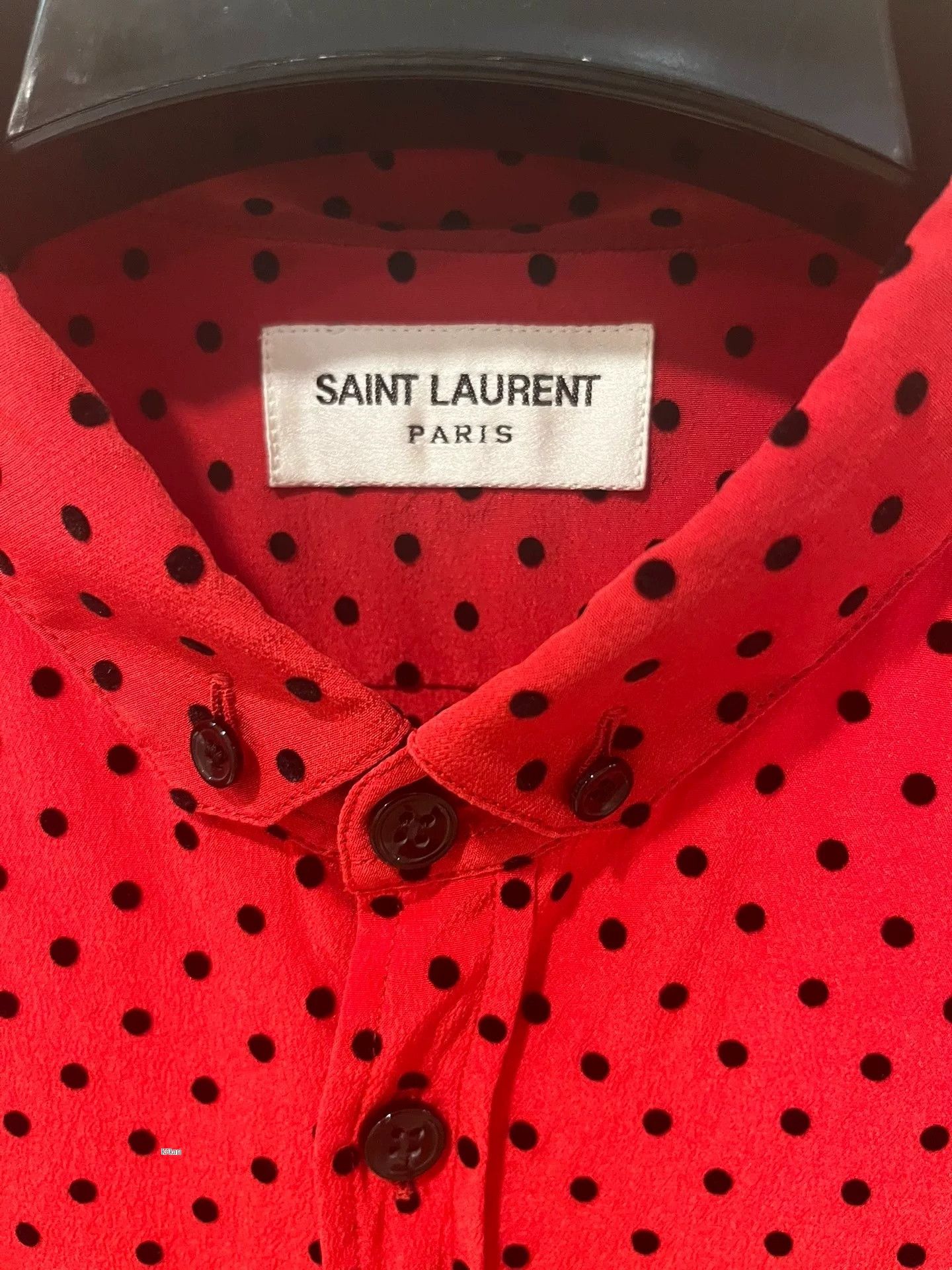 Saint Laurent Paris Saint Laurent Red Silk Polka Dot Shirt Size US XXS / EU 40 - 4 Thumbnail