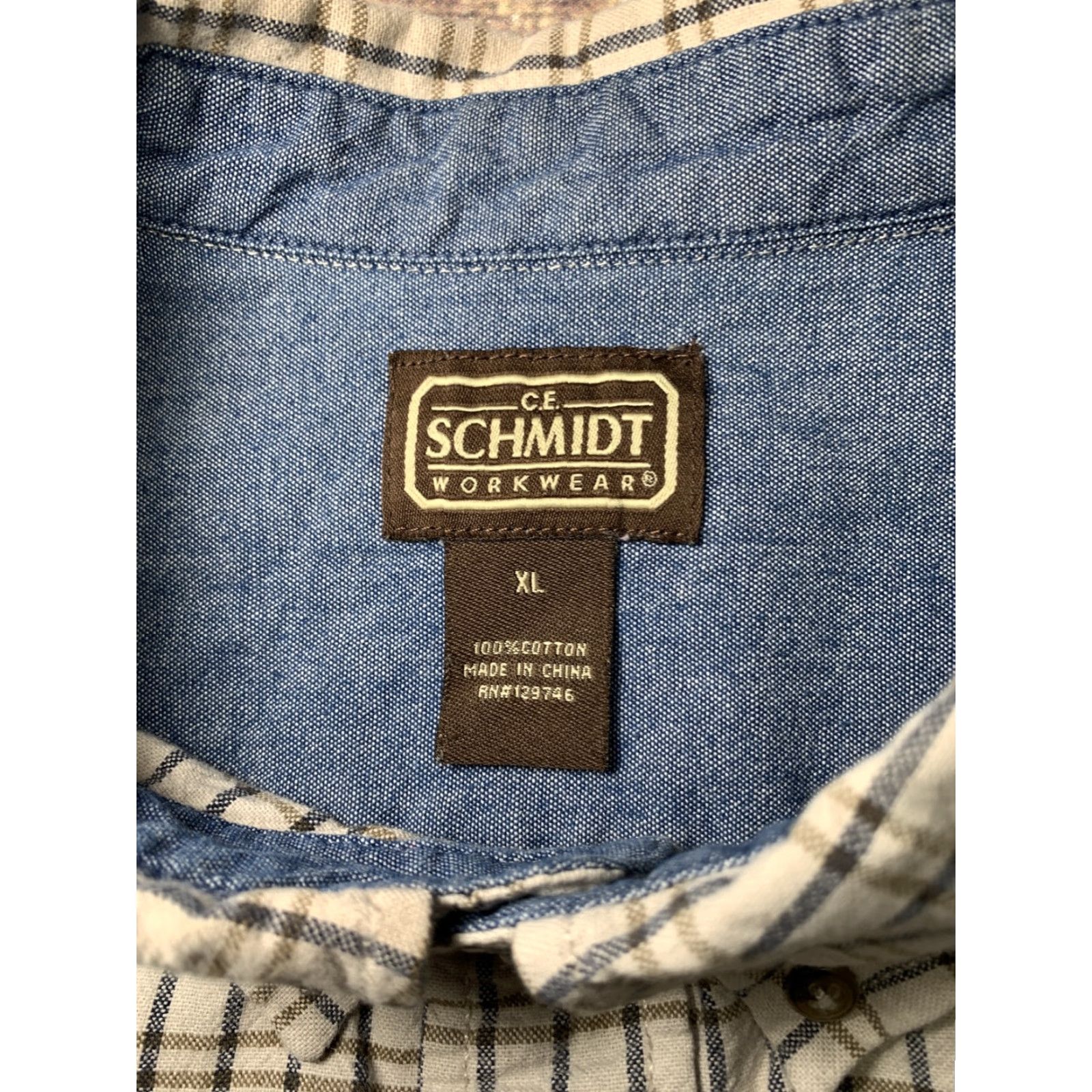 Vintage CE Schmidt Shirt Long Sleeve Plaid White Brown XL Mens Work Wear Button-Down Shirt Size US XL / EU 56 / 4 - 6 Thumbnail