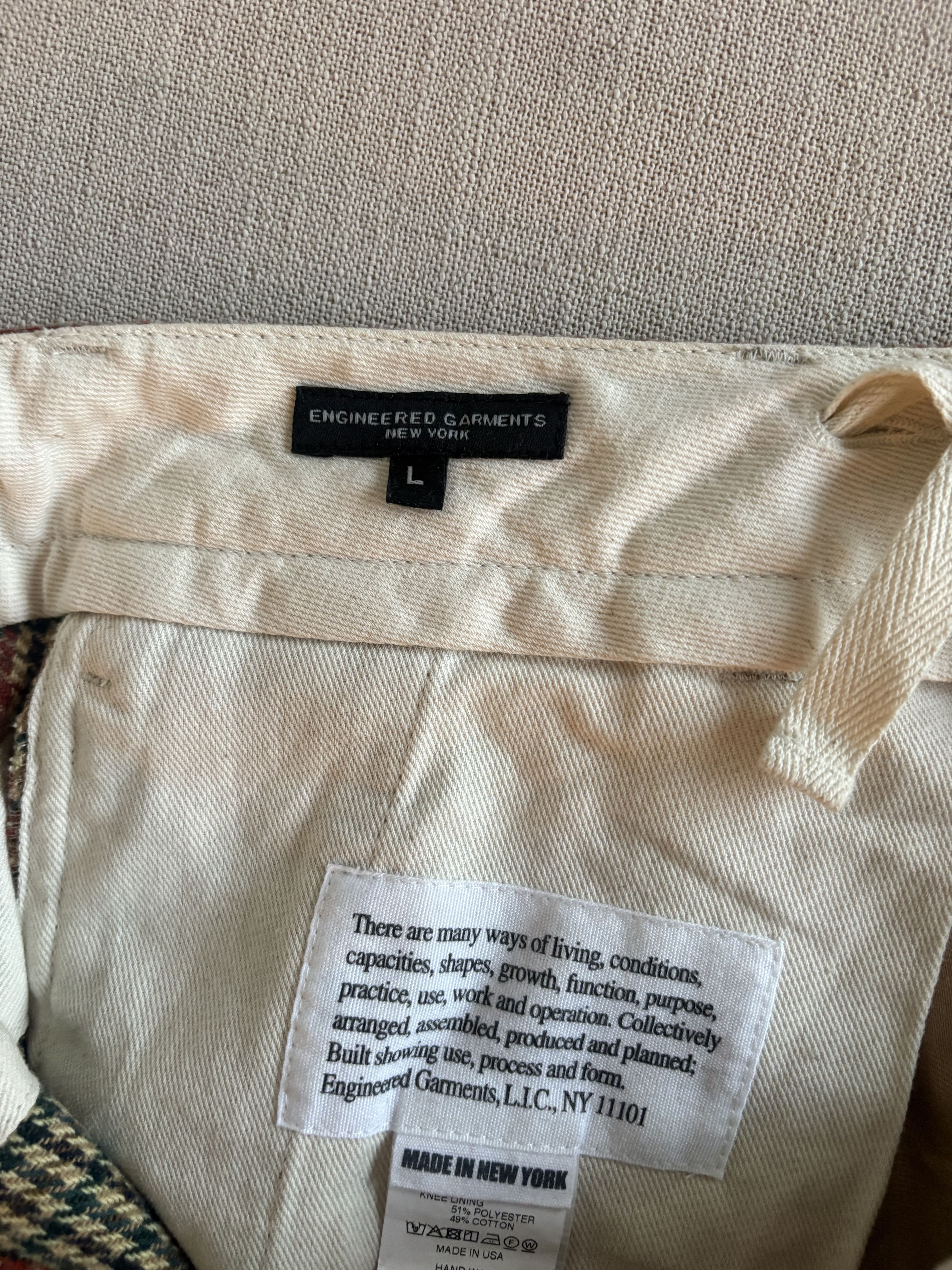 Engineered Garments CARLYLE PANT - KHAKI ACRYLIC WOOL GUNCLUB CHECK Size US 36 / EU 52 - 4 Thumbnail