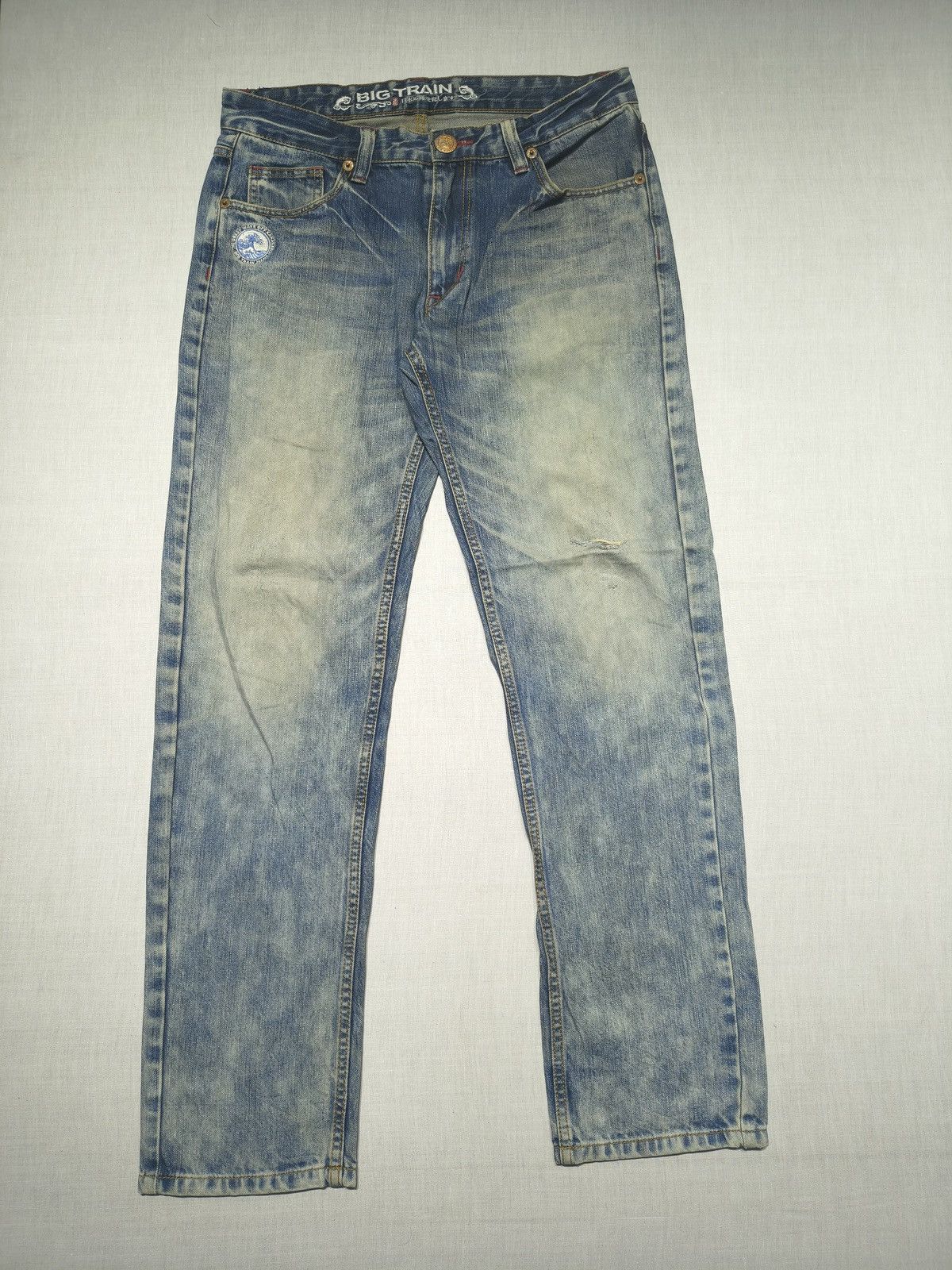 Japanese Brand DOUBLE POCKET DRAGON EMBROIDERY BIG TRAIN JEANS 🐉🥵(013) Size US 34 / EU 50 - 6 Thumbnail