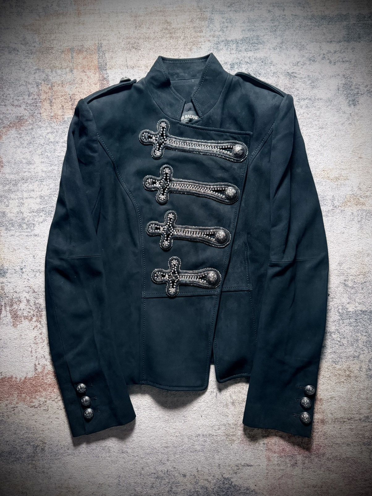 Balmain pierre balmain rhinestone napoleon jacket | Grailed
