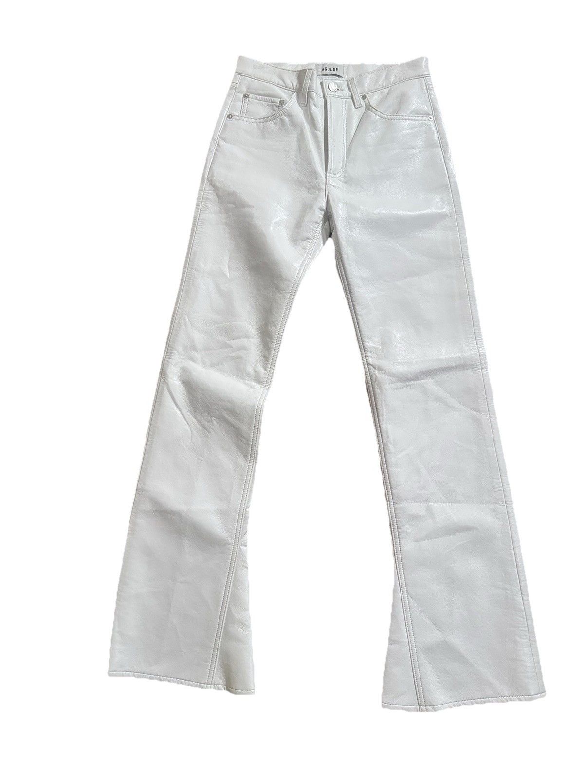 Agolde Womens AGOLDE Kick Boot Mid Rise Leather Jeans Size 27 Size 27" / US 4 / IT 40 - 1 Thumbnail