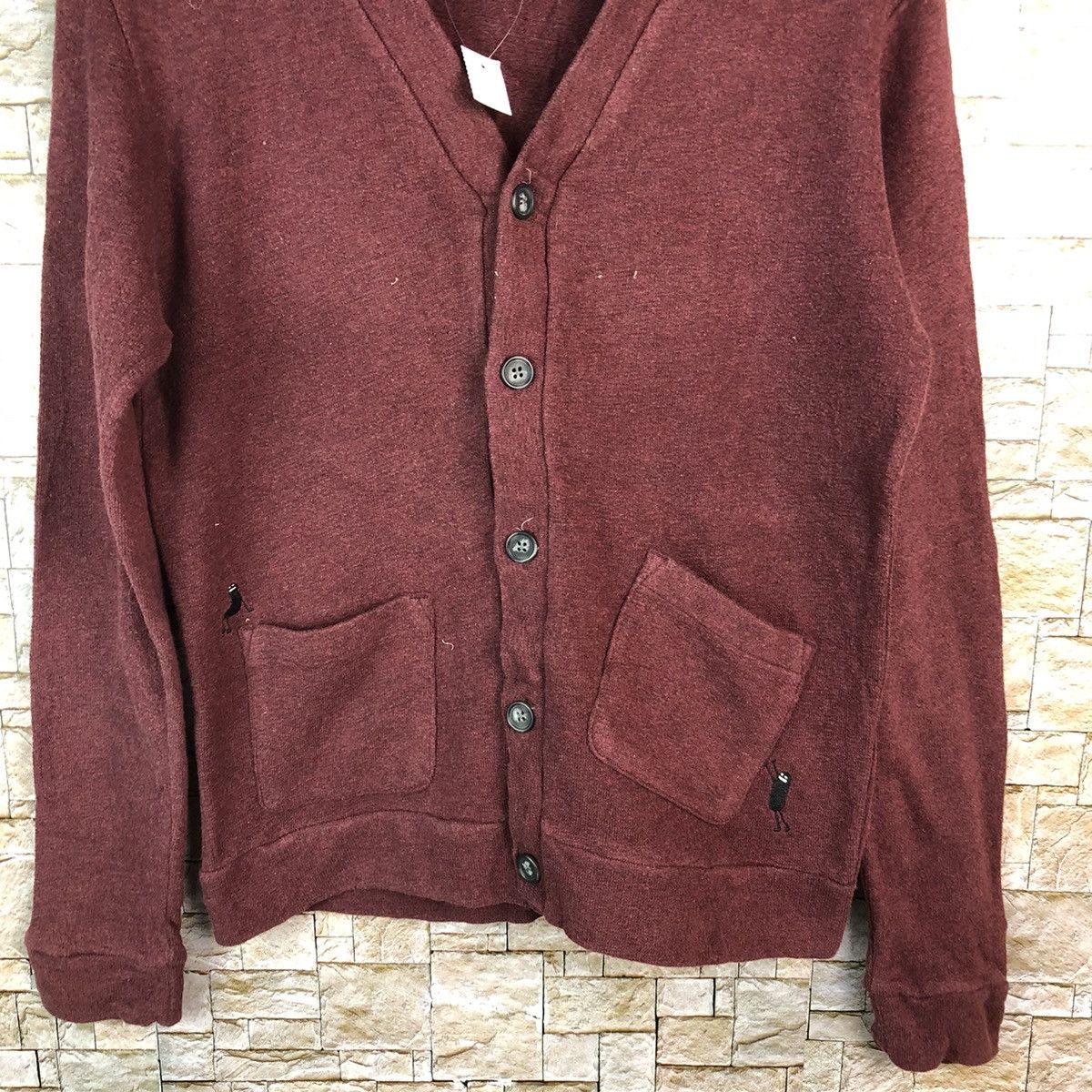 Japanese Brand Graniph Maroon Cardigan Knitwear #A1204 Size US S / EU 44-46 / 1 - 6 Thumbnail