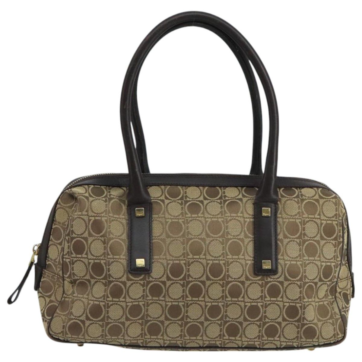 Salvatore Ferragamo Gancini Beige Canvas Handbag (Pre-Owned) Size ONE SIZE - 1 Thumbnail