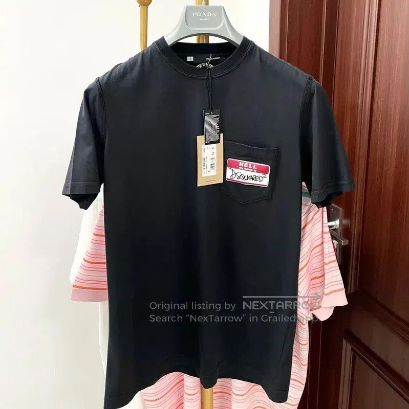 Dsquared2 DSQUARED2 Men's Black Cotton T-Shirt with Pocket . Size US S / EU 44-46 / 1 - 1 Thumbnail