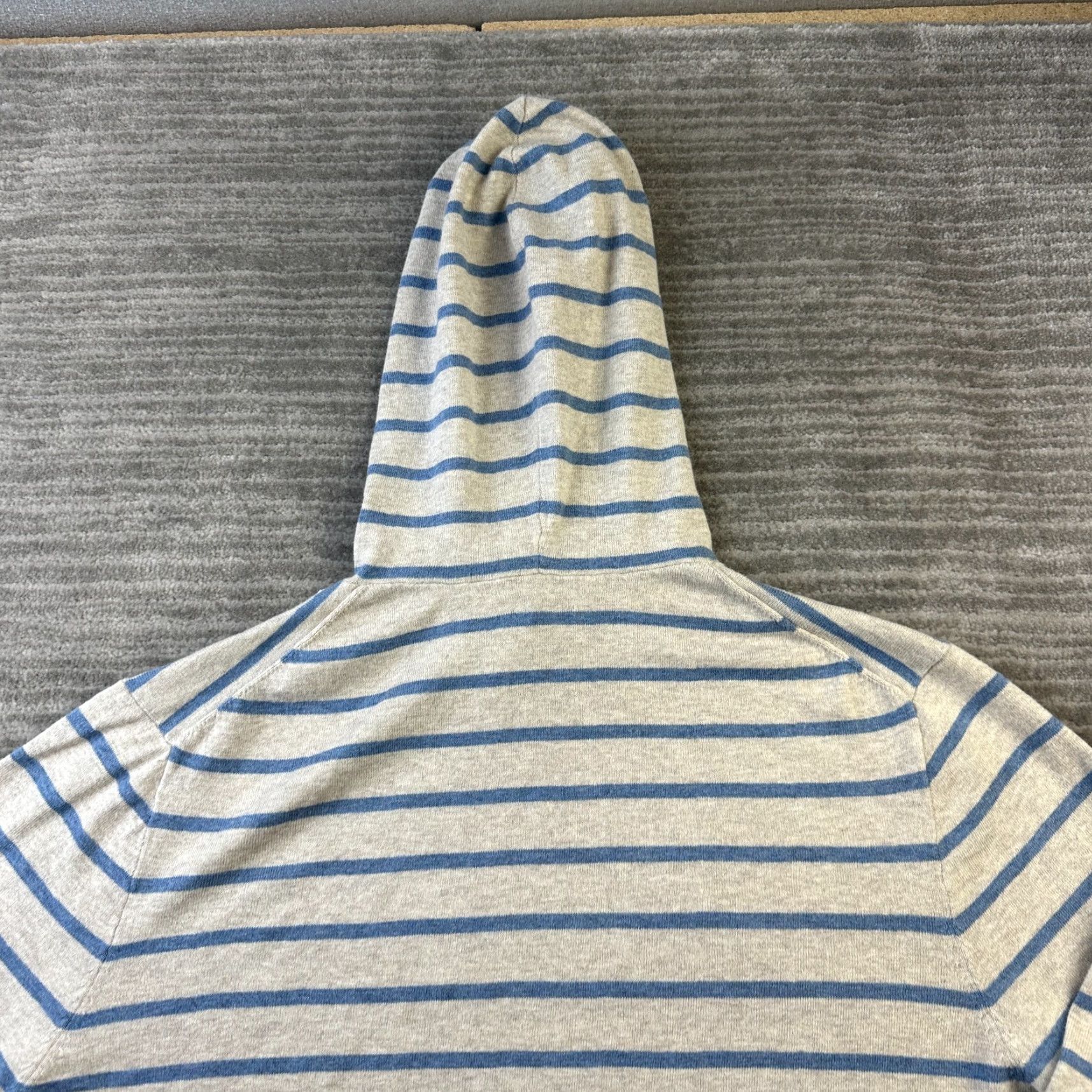 J.Crew J. CREW Hoodie Mens Large Beige Blue Striped Cotton Linen Blend Crew Neck Hooded Zipper Logo Size US M / EU 48-50 / 2 - 5 Thumbnail
