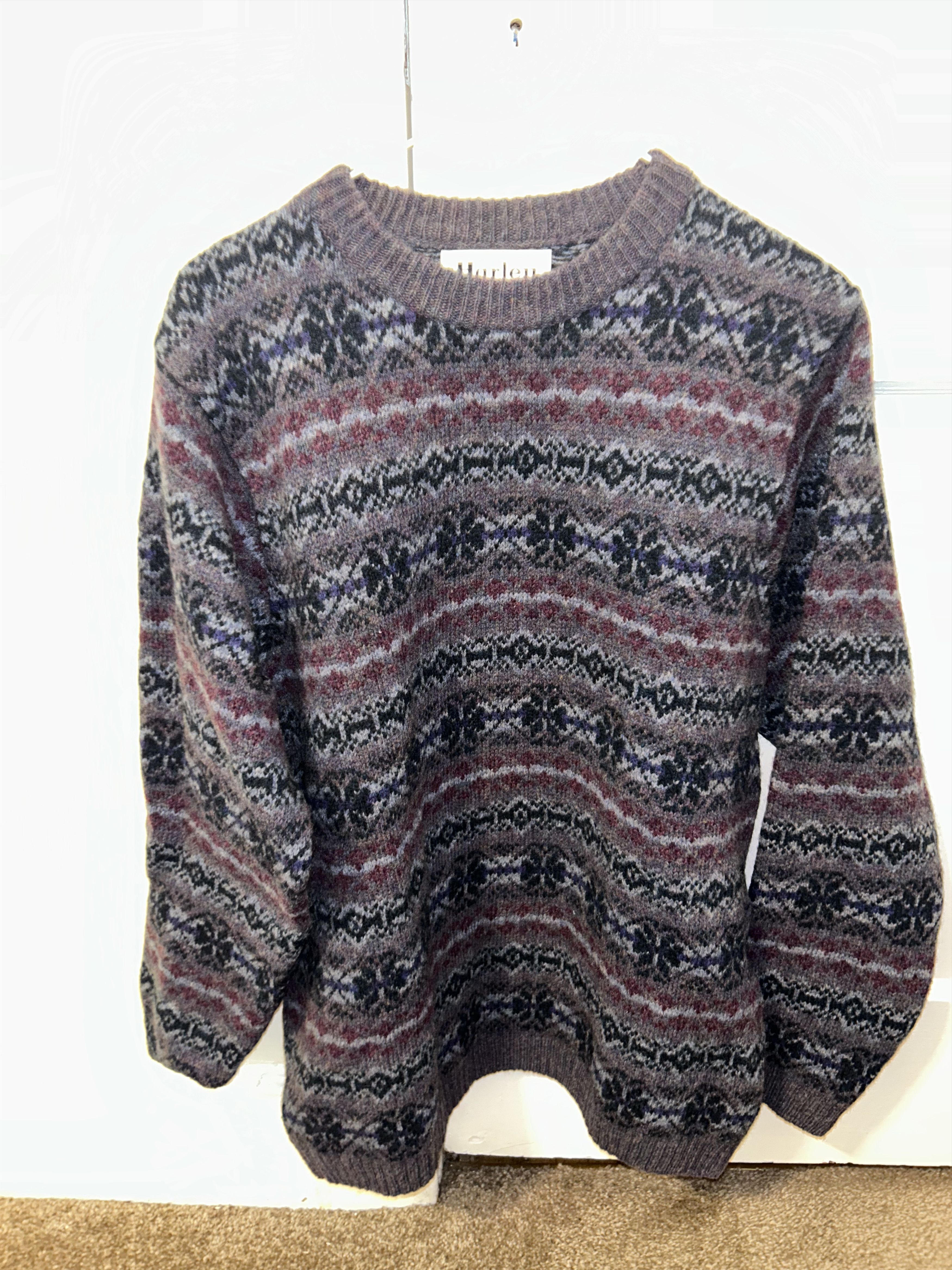 Harley of Scotland Harley of Scotland 100% Wool Blue Fair Isle Stripe Sweater Size US L / EU 52-54 / 3 - 1 Thumbnail
