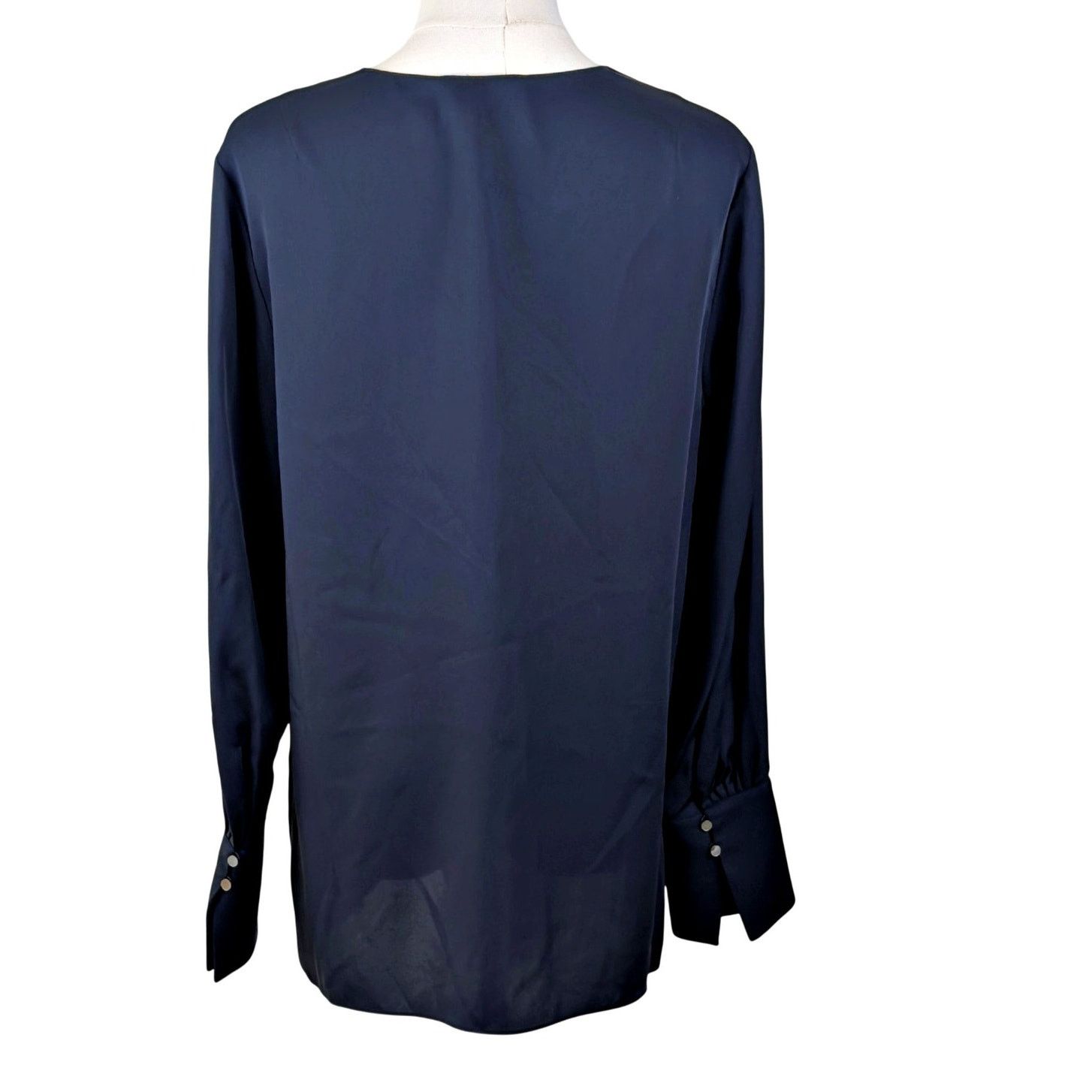 Theory Theory Silk Blue Keyhole Tie Front Cuff Sleeve Blouse Tunic Size M / US 6-8 / IT 42-44 - 4 Thumbnail