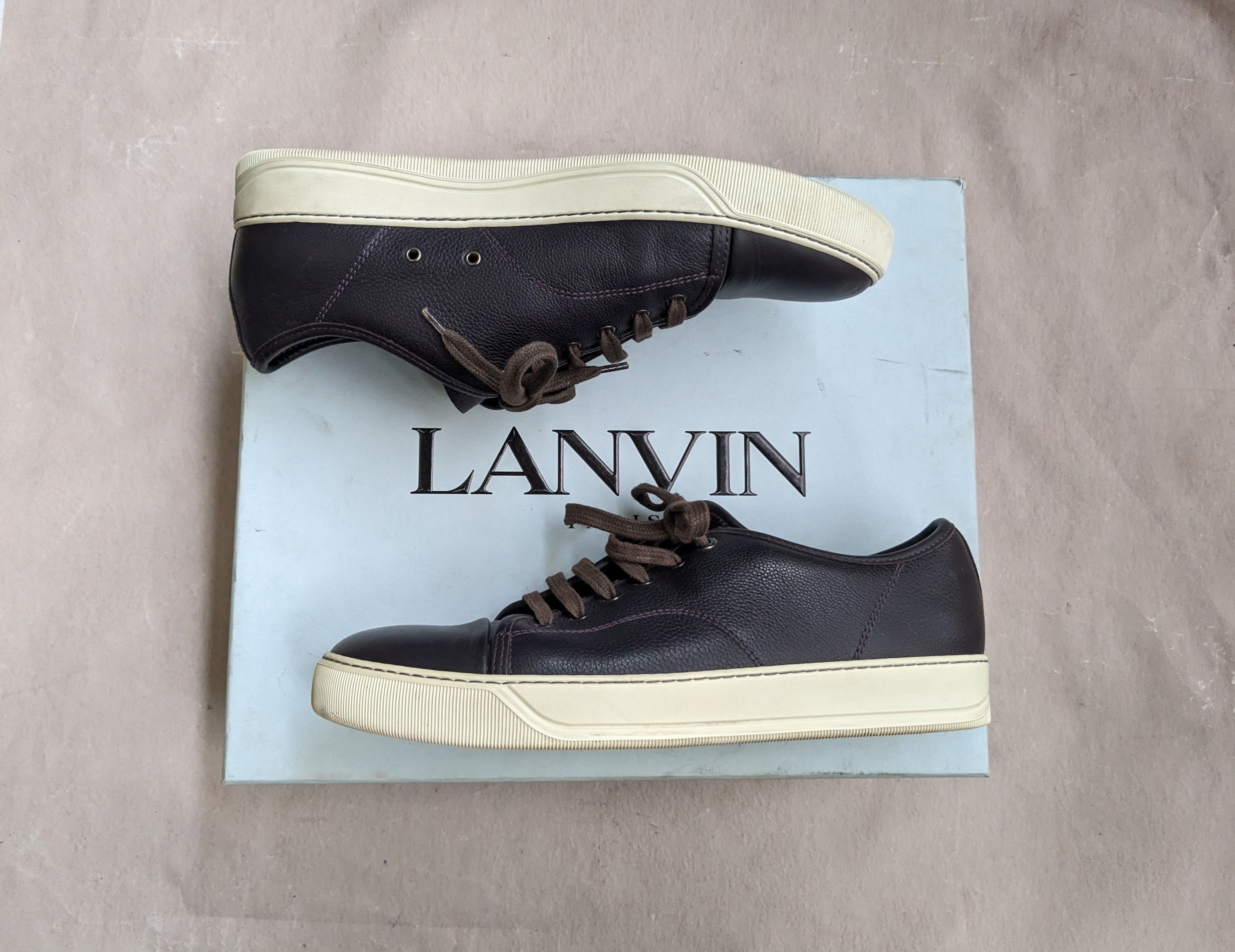 Lanvin Lanvin DBB1 Sneakers Brown Leather Low Tops 9 Size US 9 / EU 42 - 1 Thumbnail