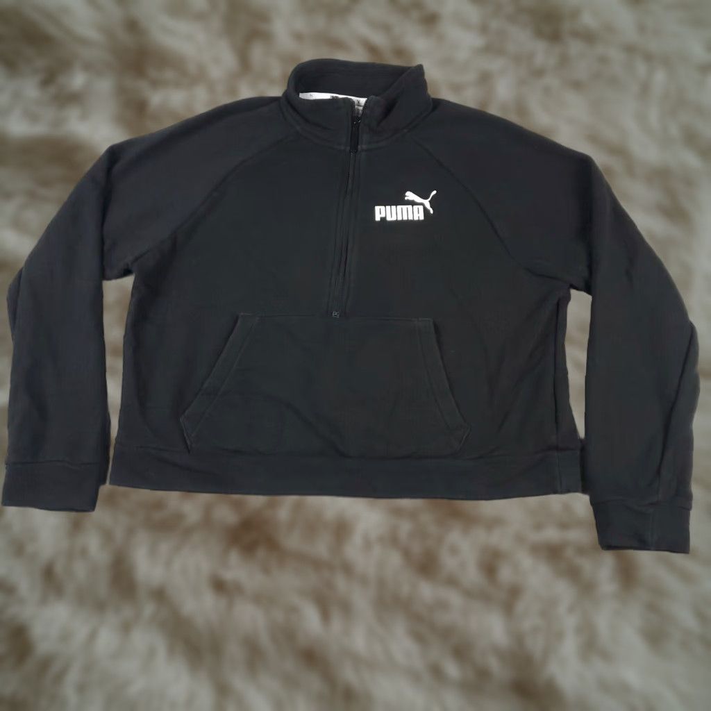 Puma PUMA Women's Large Black 1/2 Zip Crop Pullover Sweater Size L / US 10 / IT 46 - 1 Thumbnail