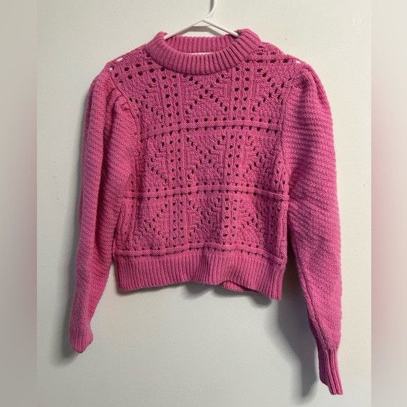 Mango Mango Pointelle Pink Knit Sweater Size S / US 4 / IT 40 - 1 Thumbnail
