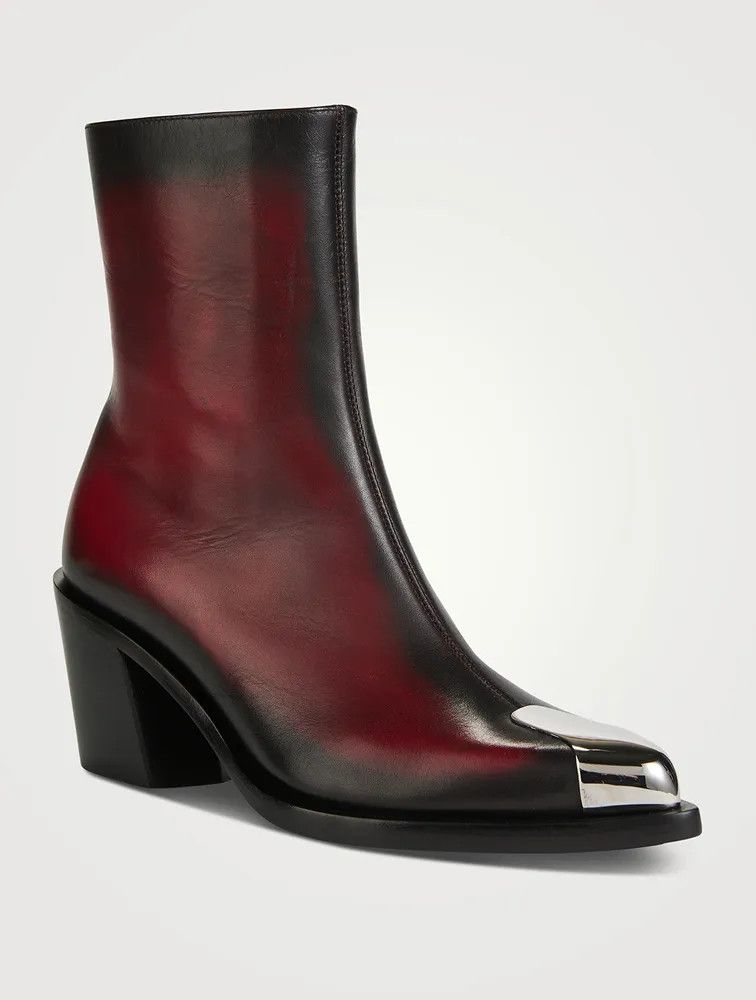 Alexander McQueen o1y0225 Ankle Boots in Black & Burgundy Size US 5 / IT 35 - 2 Thumbnail