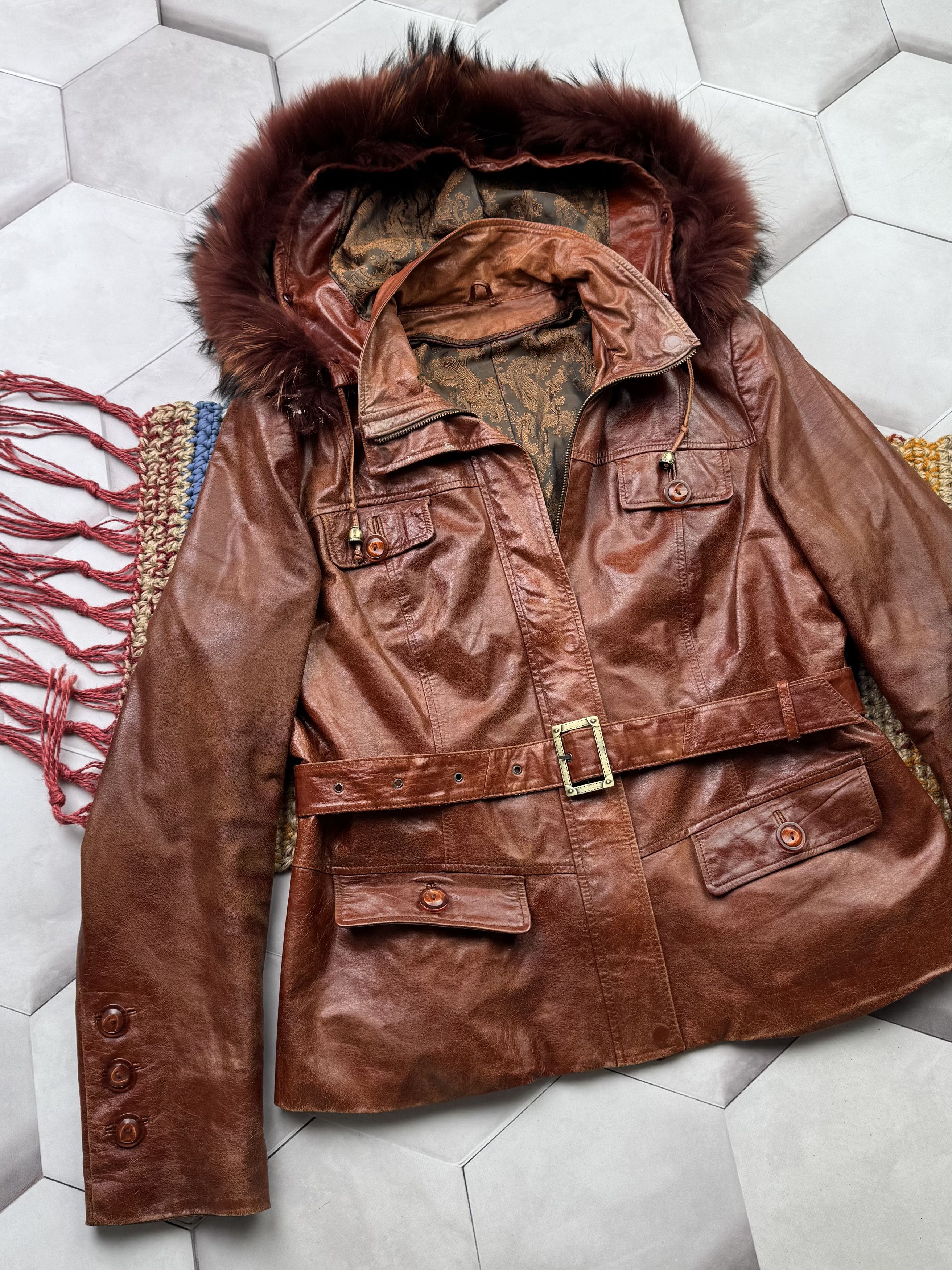 Vintage Vintage Hooded Leather Jacket (E4) Size US S / EU 44-46 / 1 - 2 Thumbnail