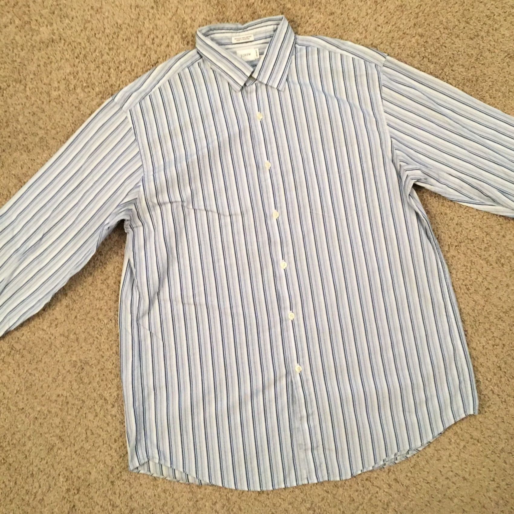 J.Crew J.CREW Shirt Mens Large Blue Striped Long Sleeve Button Up Size US L / EU 52-54 / 3 - 4 Thumbnail