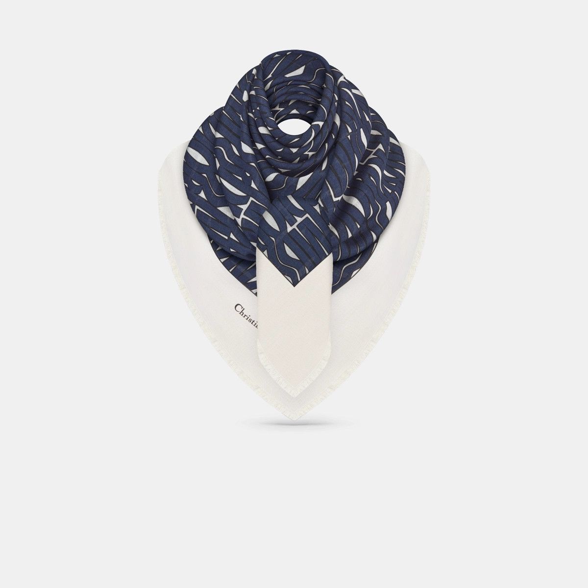 Dior o1bcso1str0226 Size:OS/Allover Shawl in White/Nevy Blue Size ONE SIZE - 2 Thumbnail
