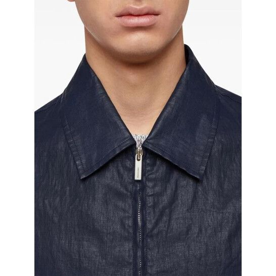 Salvatore Ferragamo o1s1rm0126 Linen Blouson Jacket in Blue Size US M / EU 48-50 / 2 - 4 Thumbnail