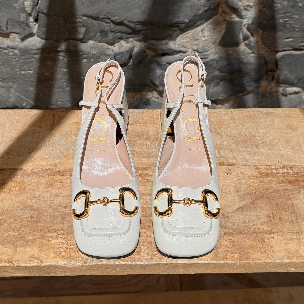 Gucci Gucci Ivory Horsebit Slingback Block Heels Pumps Size US 8 / IT 38 - 3 Thumbnail