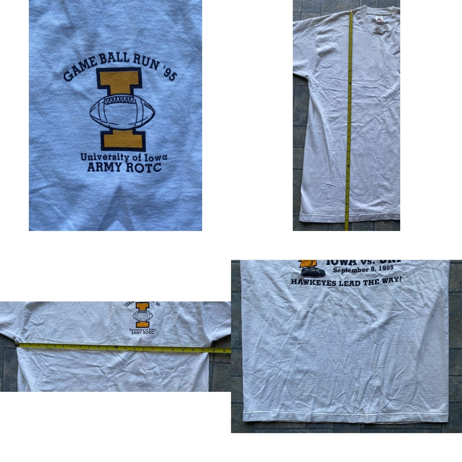 Fruit Of The Loom VINTAGE University Of Iowa T Shirt Men XL White 1995 Fruit Of The Loom Short Sleeve 90s College Sports Size US XL / EU 56 / 4 - 8 Thumbnail