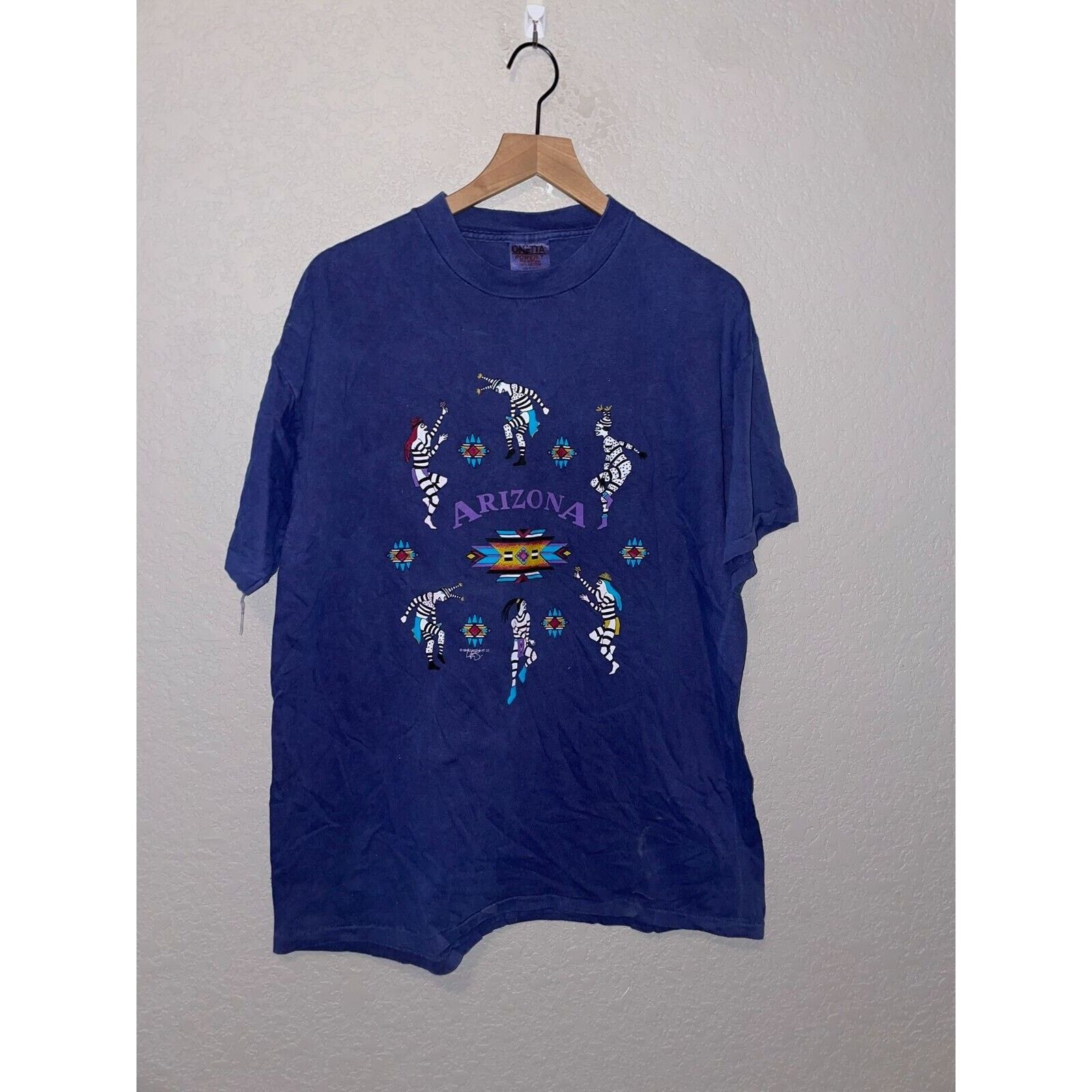 Vintage 1990s AZ Arizona Native American Striped Indian Dance Shirt Size US L / EU 52-54 / 3 - 1 Thumbnail