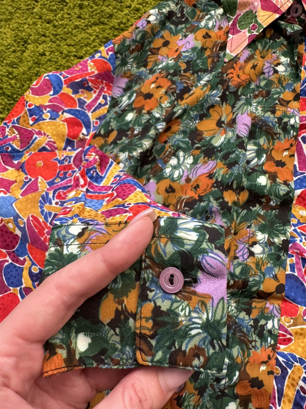 Designer × Missoni 🍄 Missoni silk blend floral patchwork mushrooms shirt blouse Size M / US 6-8 / IT 42-44 - 4 Thumbnail