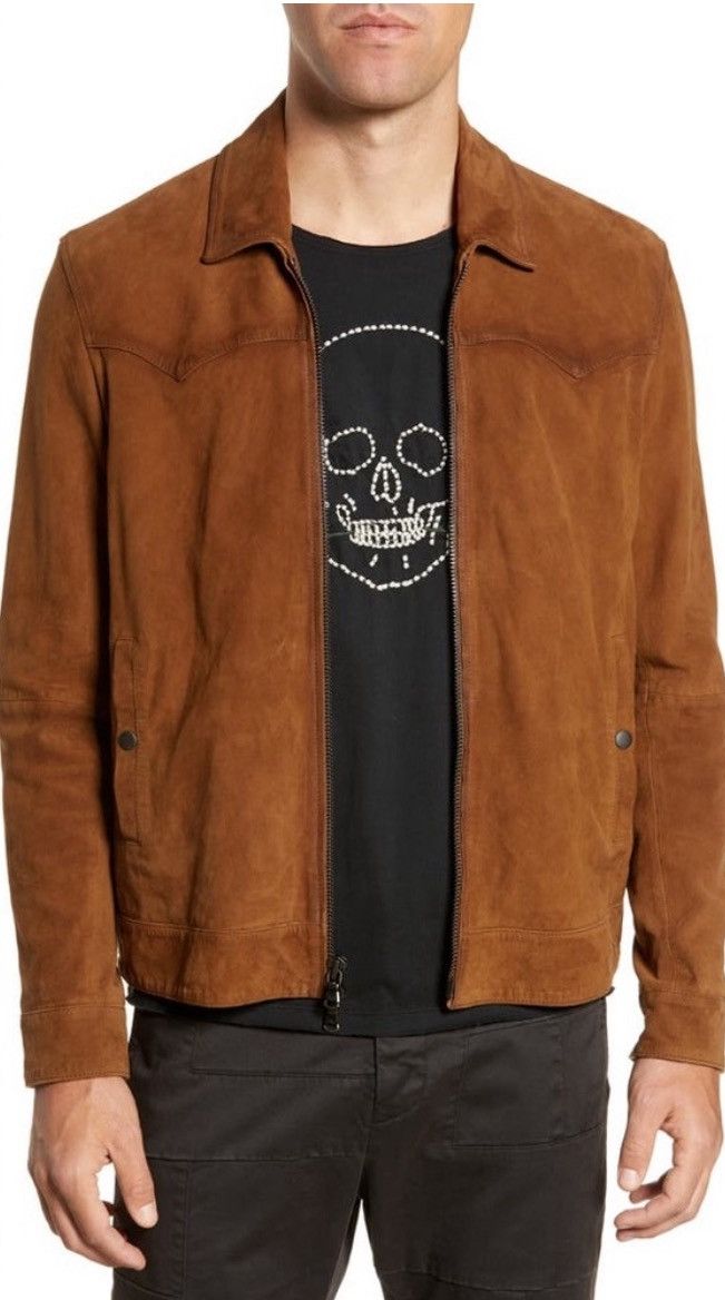 John Varvatos John Varvatos Kingston Suede Leather Jacket Brown L Size US L / EU 52-54 / 3 - 5 Thumbnail