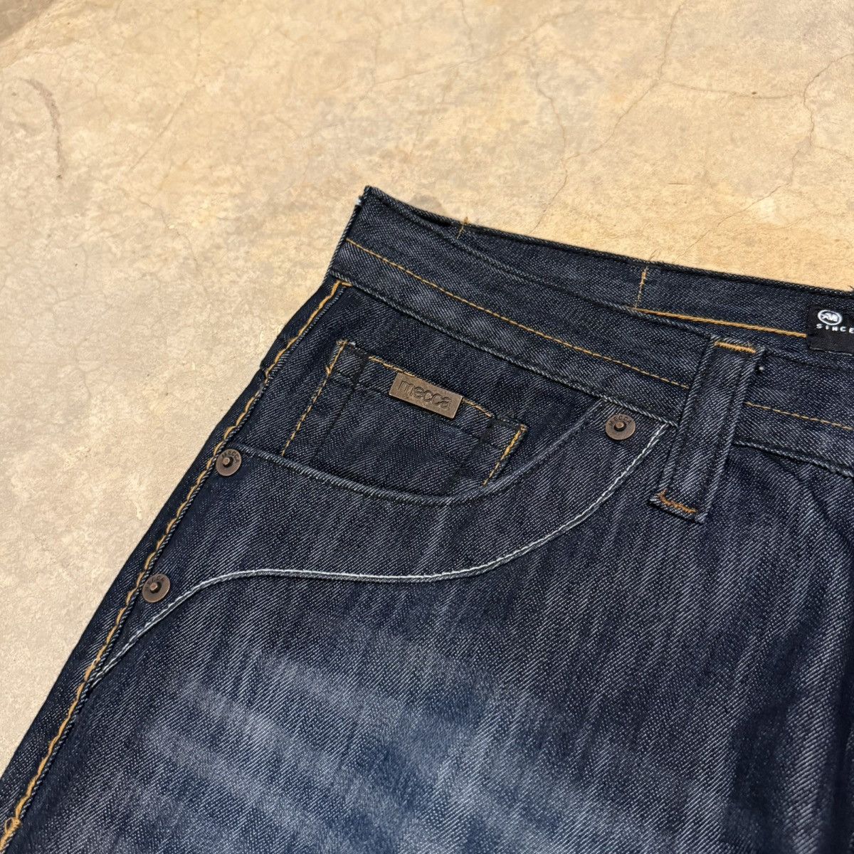 Mecca Vintage 2000s Mecca Faded Embroidered Baggy Jeans Y2K Grunge Size US 41 - 6 Thumbnail