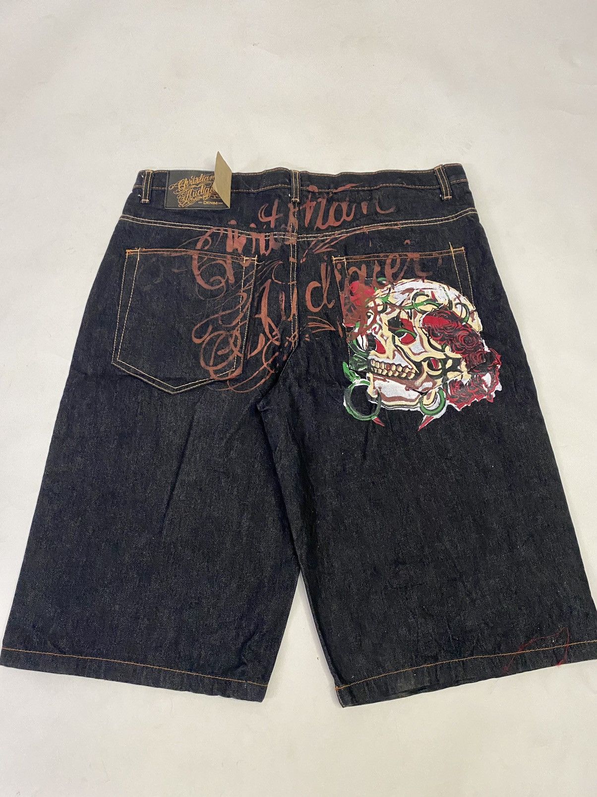 Christian Audigier Vintage Christian Audigier Raw Denim Jorts Size US 40 / EU 56 - 2 Thumbnail