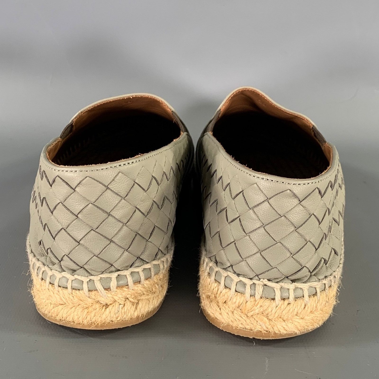 Bottega Veneta BOTTEGA VENETA Size 9 Grey Leather Woven Espadrille Flats Size US 9 / EU 42 - 3 Thumbnail