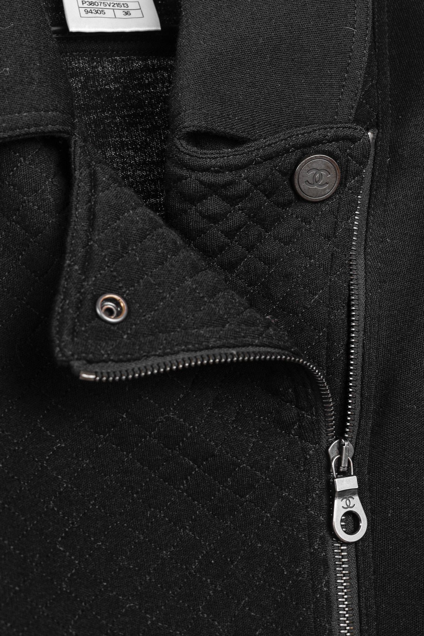 Chanel Chanel Black Wool Quilted Moto Jacket Size XS / US 0-2 / IT 36-38 - 9 Thumbnail