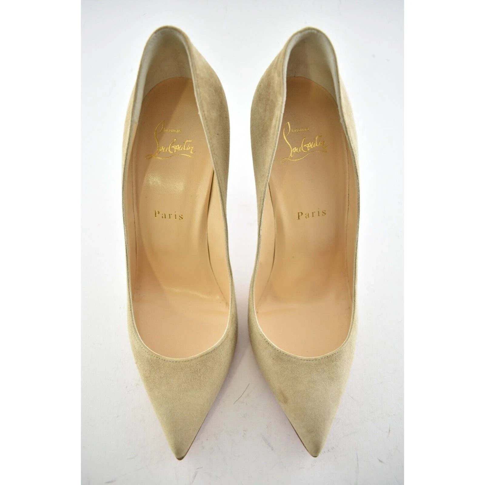 Christian Louboutin Pigalle Follies 100 Nocciola Nude Beige Suede Heel Pump 42 Size US 12 / IT 42 - 9 Thumbnail
