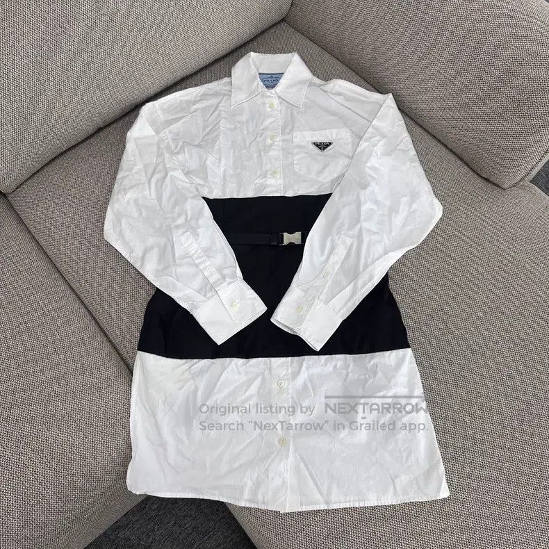 Prada Prada Colour-blocked medium-length long-sleeved dress Size XXS / US 00 / IT 34 - 1 Thumbnail