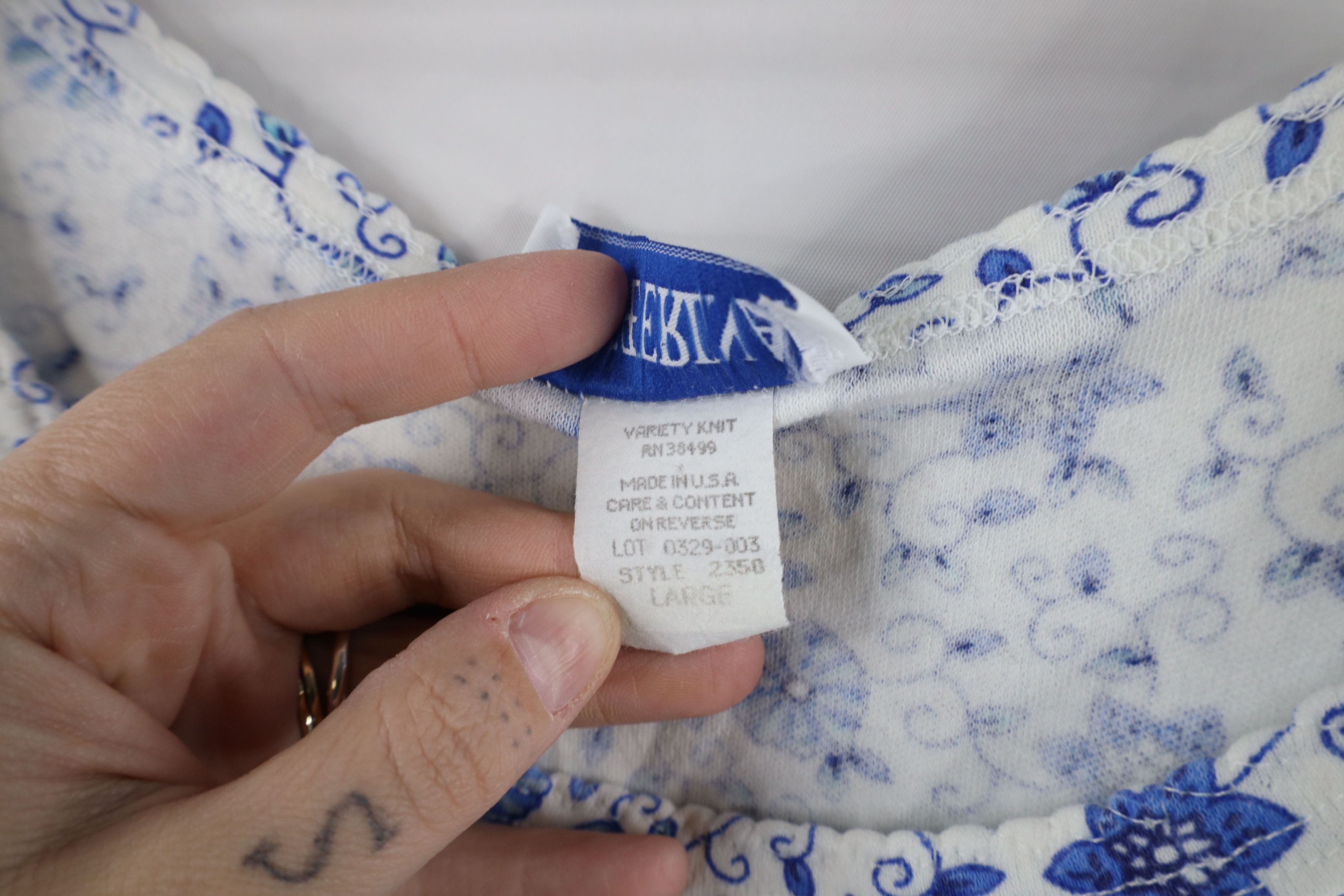 Vintage Vintage 90s Y2K Babydoll Floral Knit Tank Top T-Shirt USA Size L / US 10 / IT 46 - 5 Thumbnail