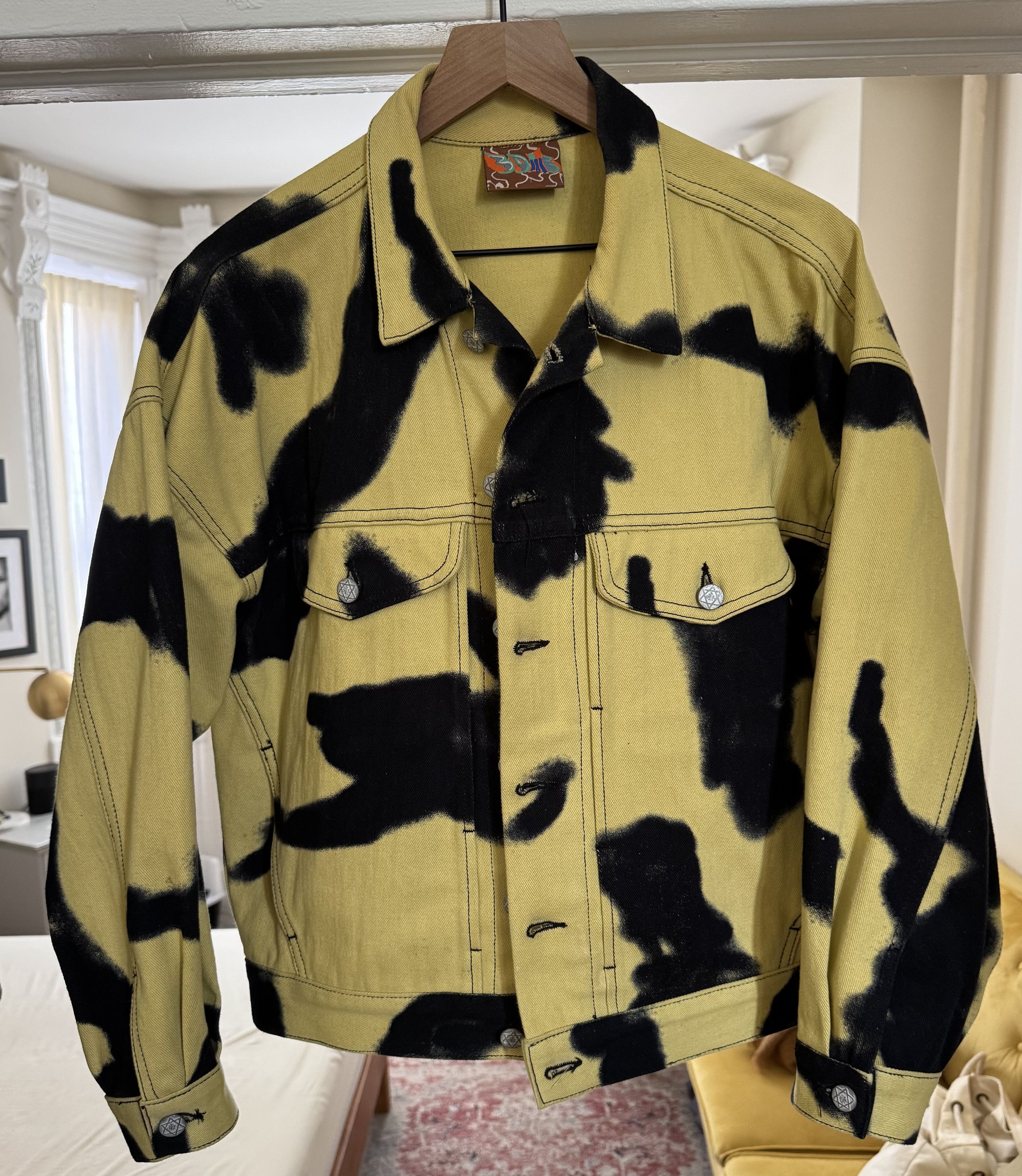 Yellow and Black Denim Jacket