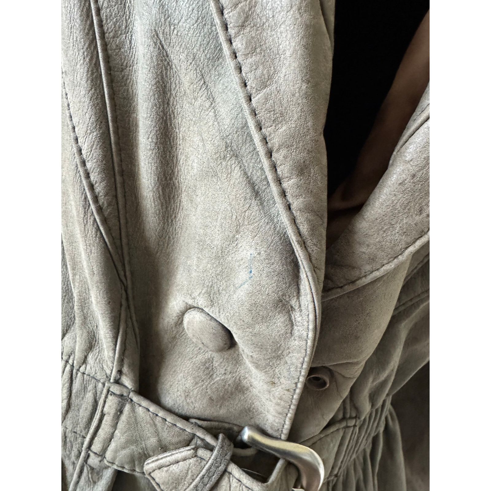 Other Vintage NYC Boutique Motorcycle Gray Cropped Leather Jacket Size M / US 6-8 / IT 42-44 - 4 Thumbnail