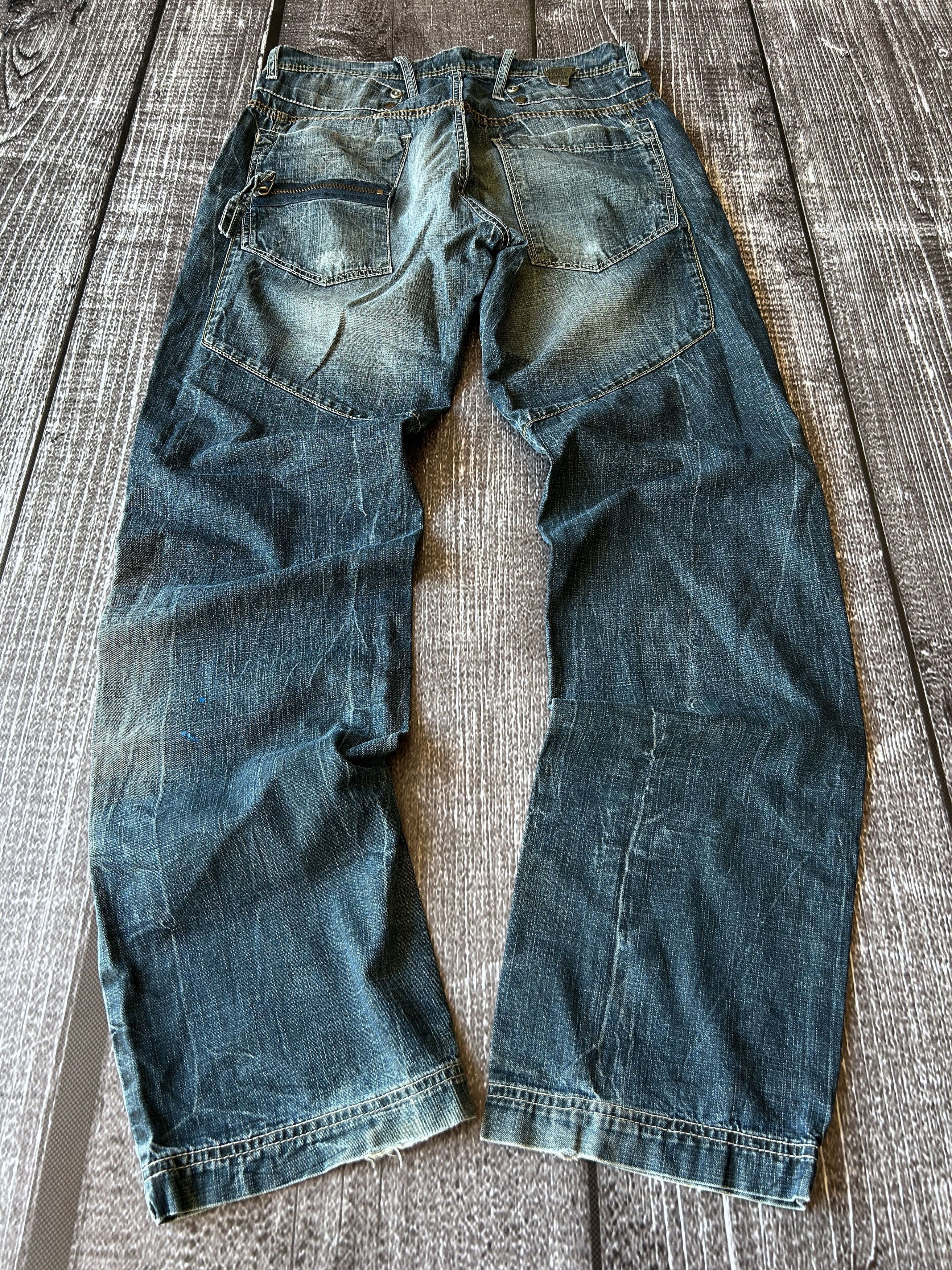 Vintage Vintage Faded Denim Jeans Zip Pocket Biker Skate Y2K Style Size US 32 / EU 48 - 3 Thumbnail