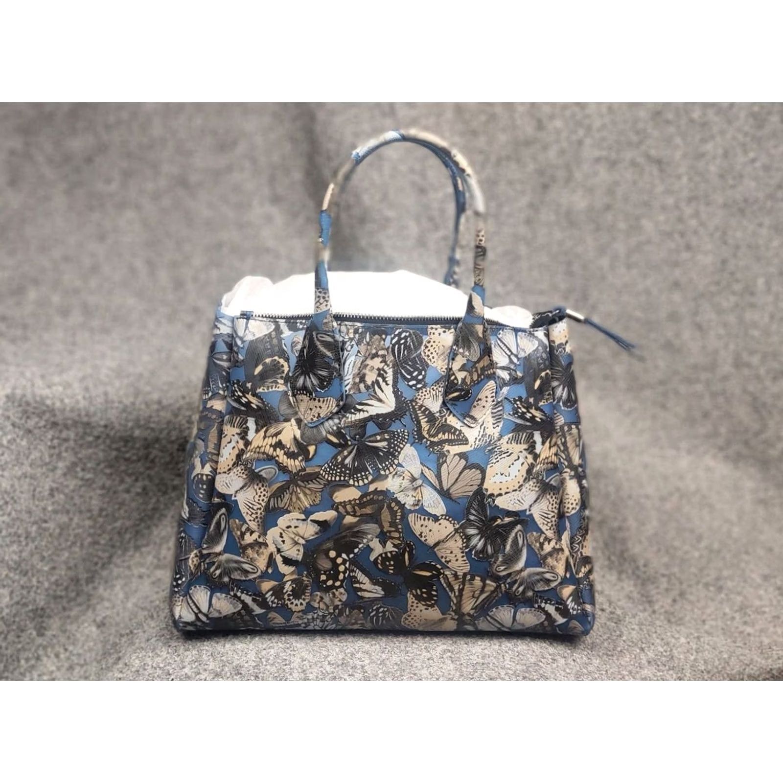 Gianni Chiarini Gianni Chiarini Italy Designer Handbag Shoulder Bag Blue Logo Butterfly - Medium - PVC Lining - PVC Exterior - Blue Hardware - Rayon - Women's Bag Size ONE SIZE - 6 Thumbnail