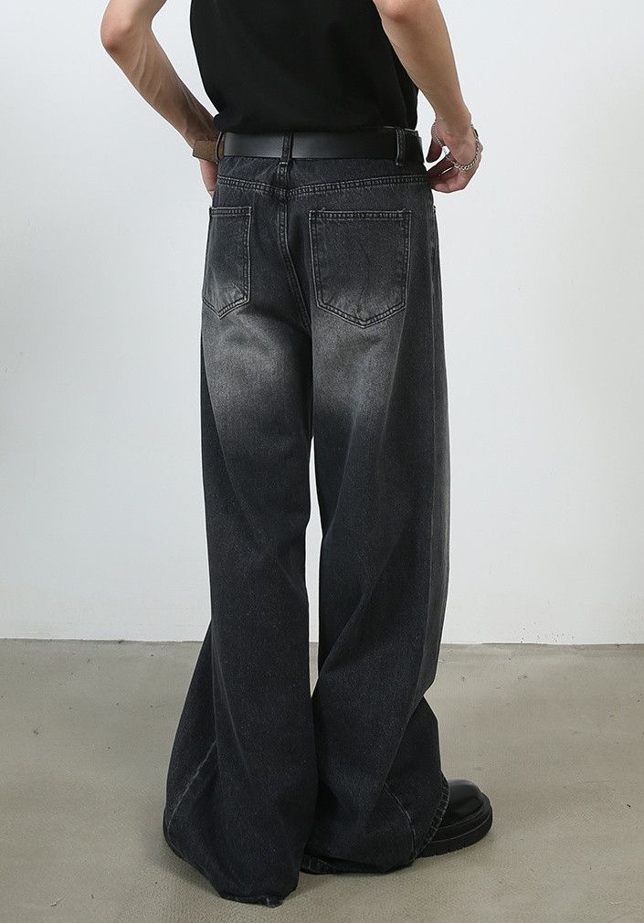 Japanese Brand Men's straight washed loose wide-leg jeans Size US 32 / EU 48 - 5 Thumbnail